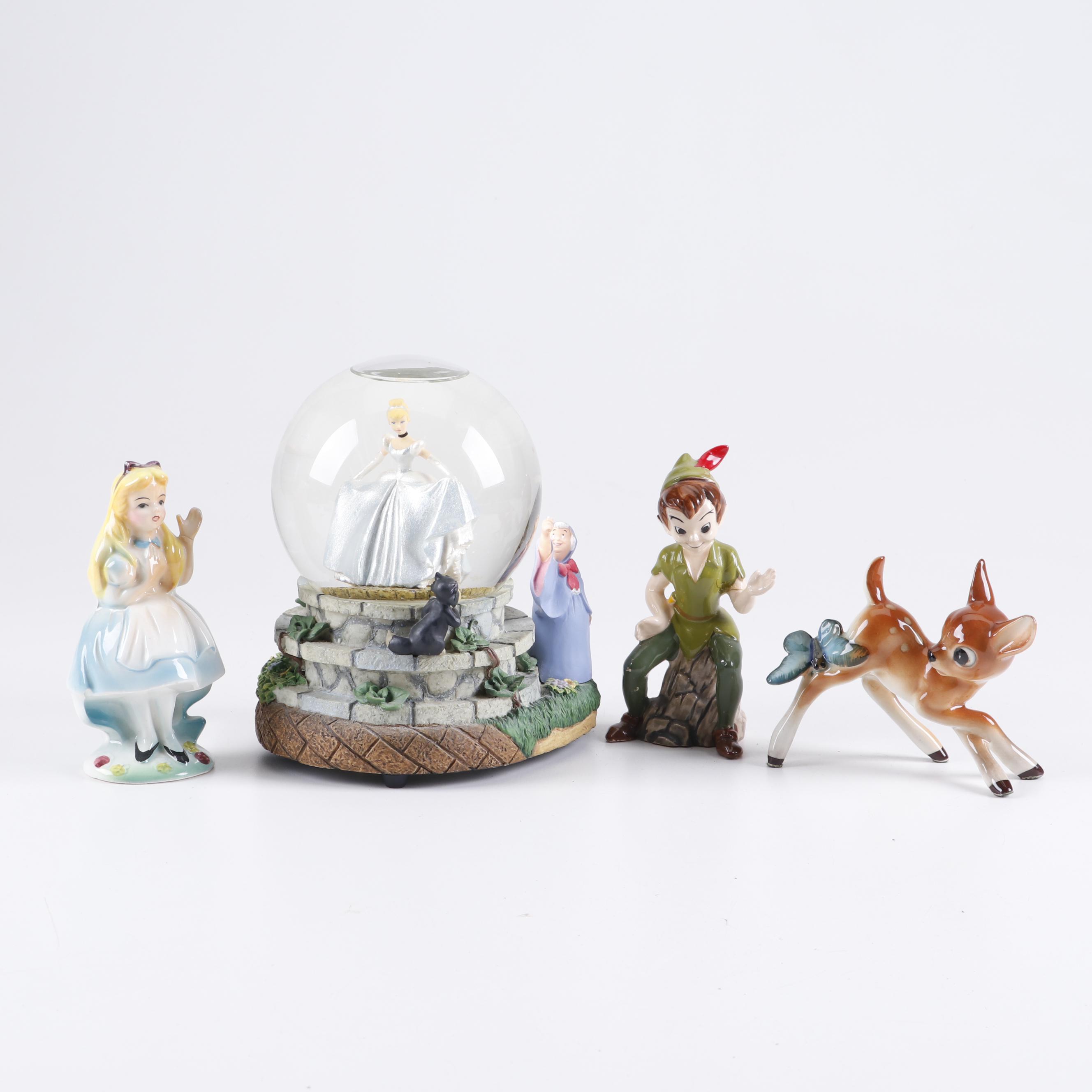 Walt Disney Figurines and "Bibbidi Bobbidi Boo" Musical Snow Globe