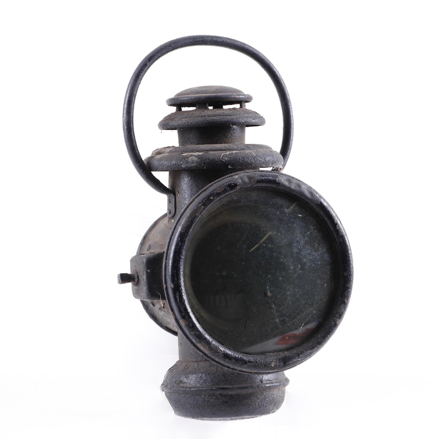 Painted Metal Car Lamp, Circa 1900