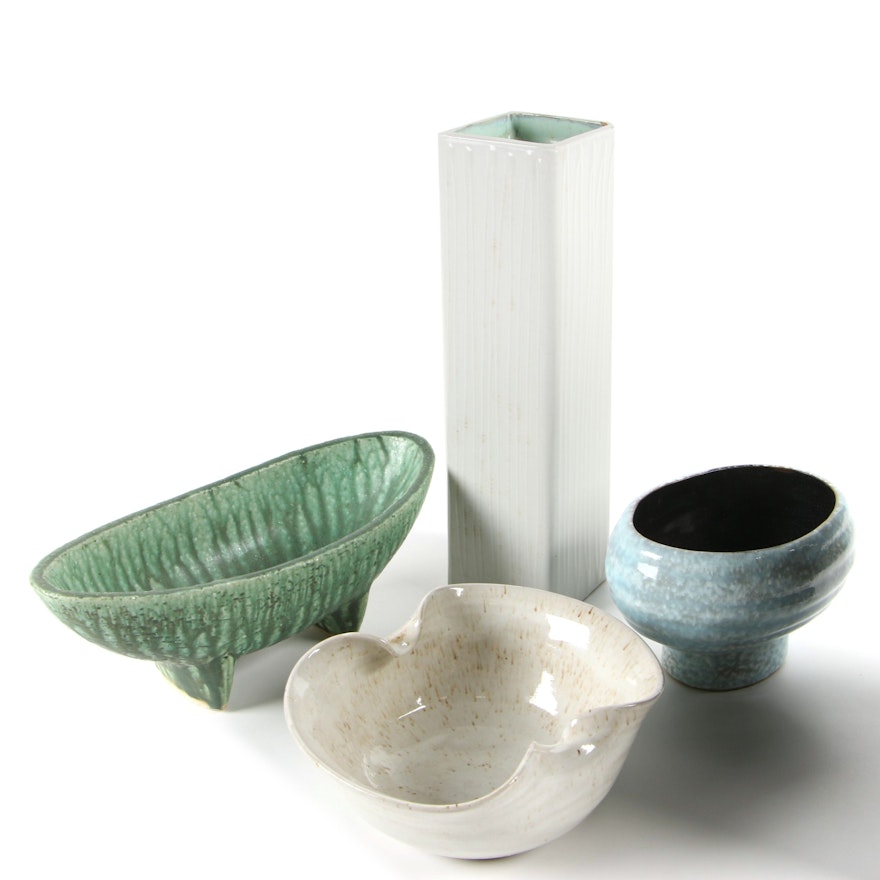Mid Century Modern Japanese Studio Pottery Ikebana Pots