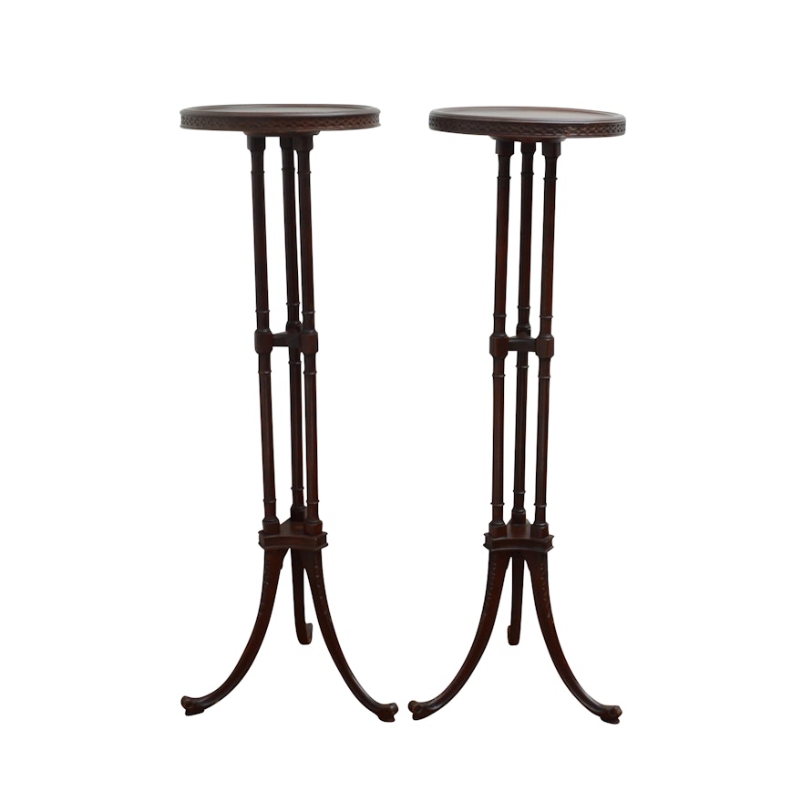 Pair of Wooden Plant Stands, Contemporary