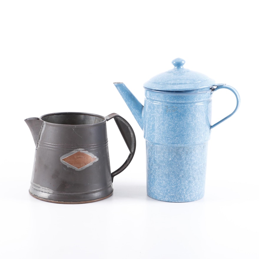 Elite Graniteware and Cobbs Boston Tea Co. Tin and Copper Coffee Pots