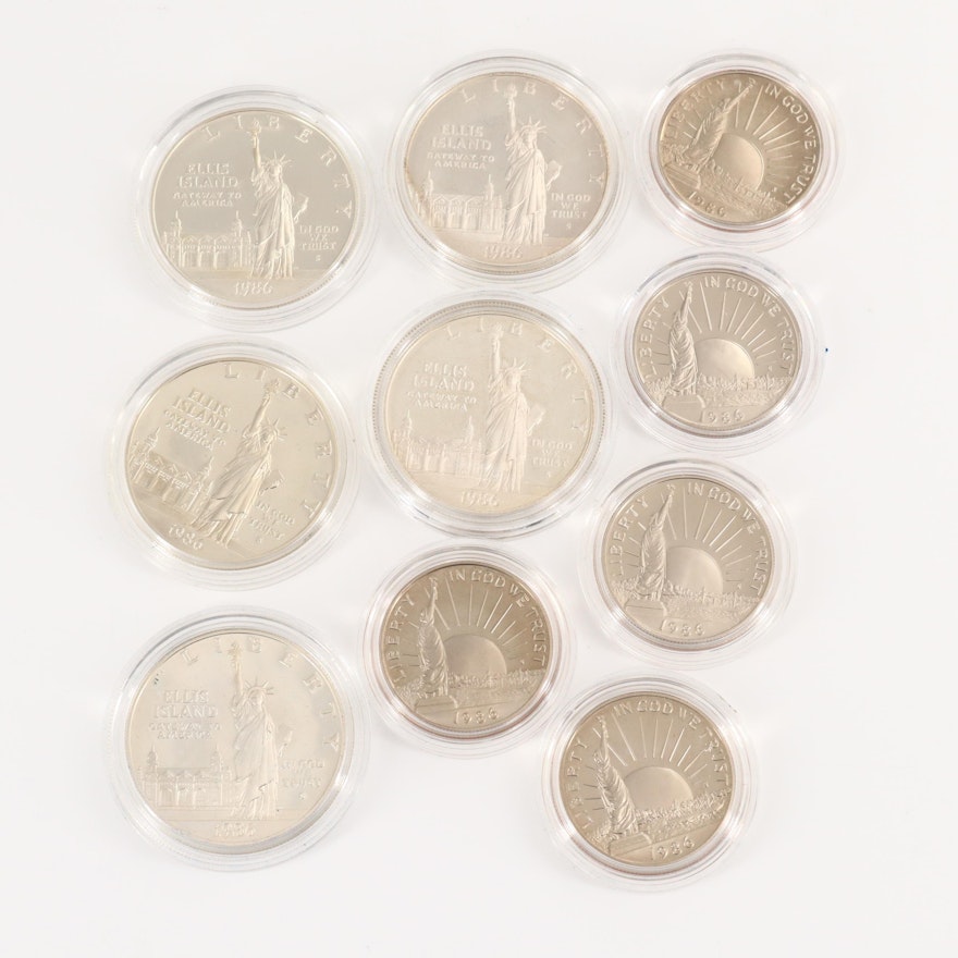 Five 1986 U.S. Statue of Liberty Two-Coin Proof Sets