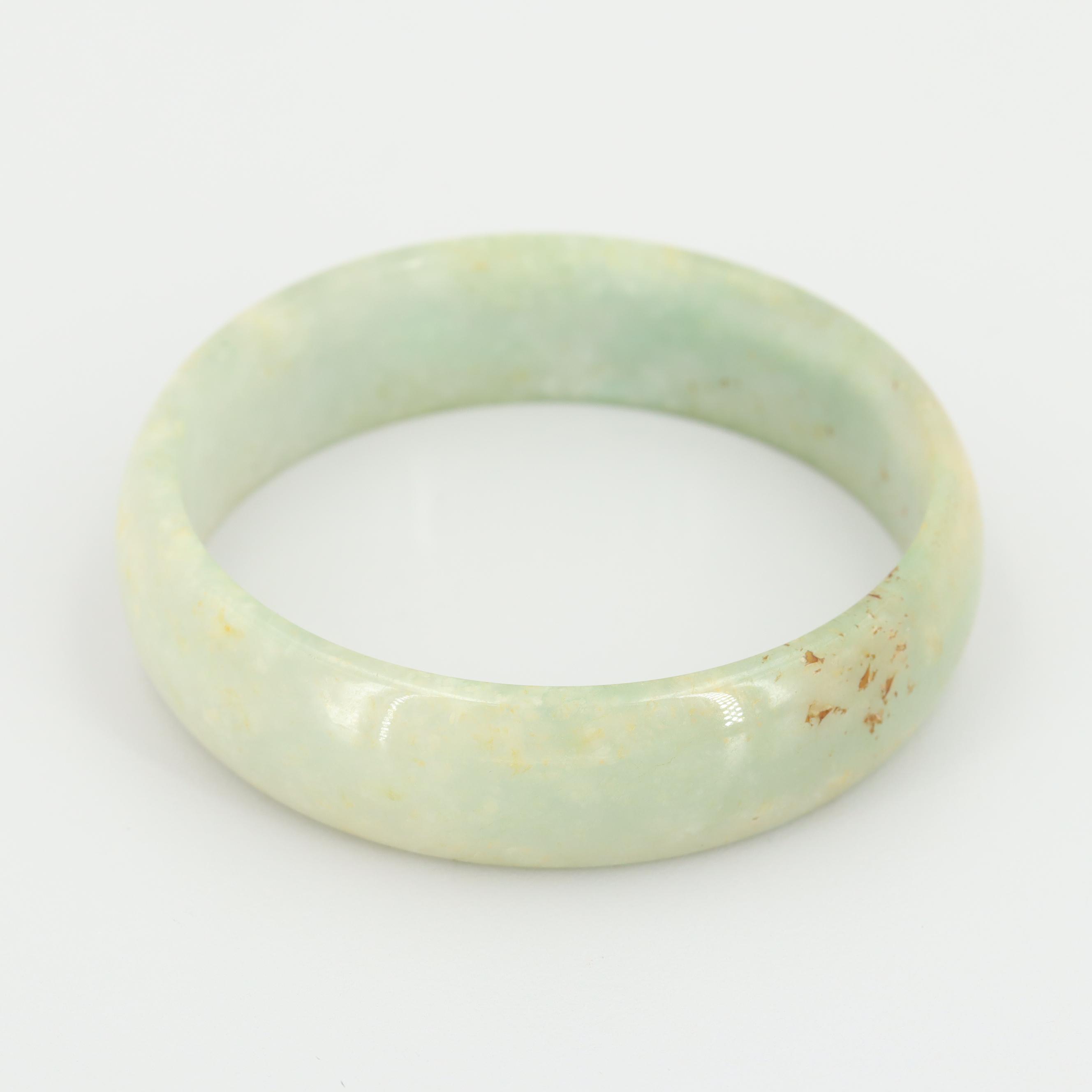 Carved Jadeite Bangle Bracelet