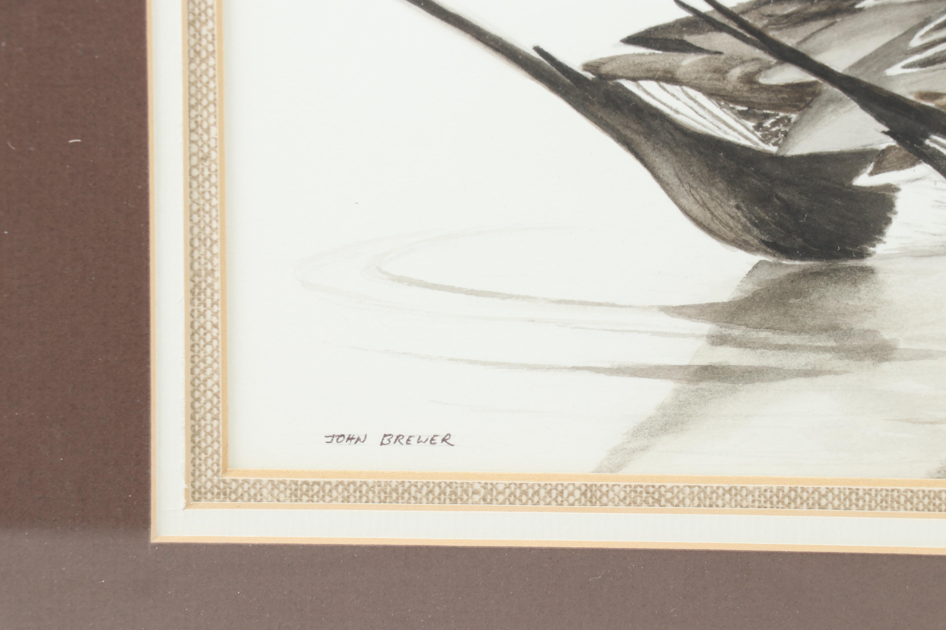 John Brewer Ducks on the Water Watercolor
