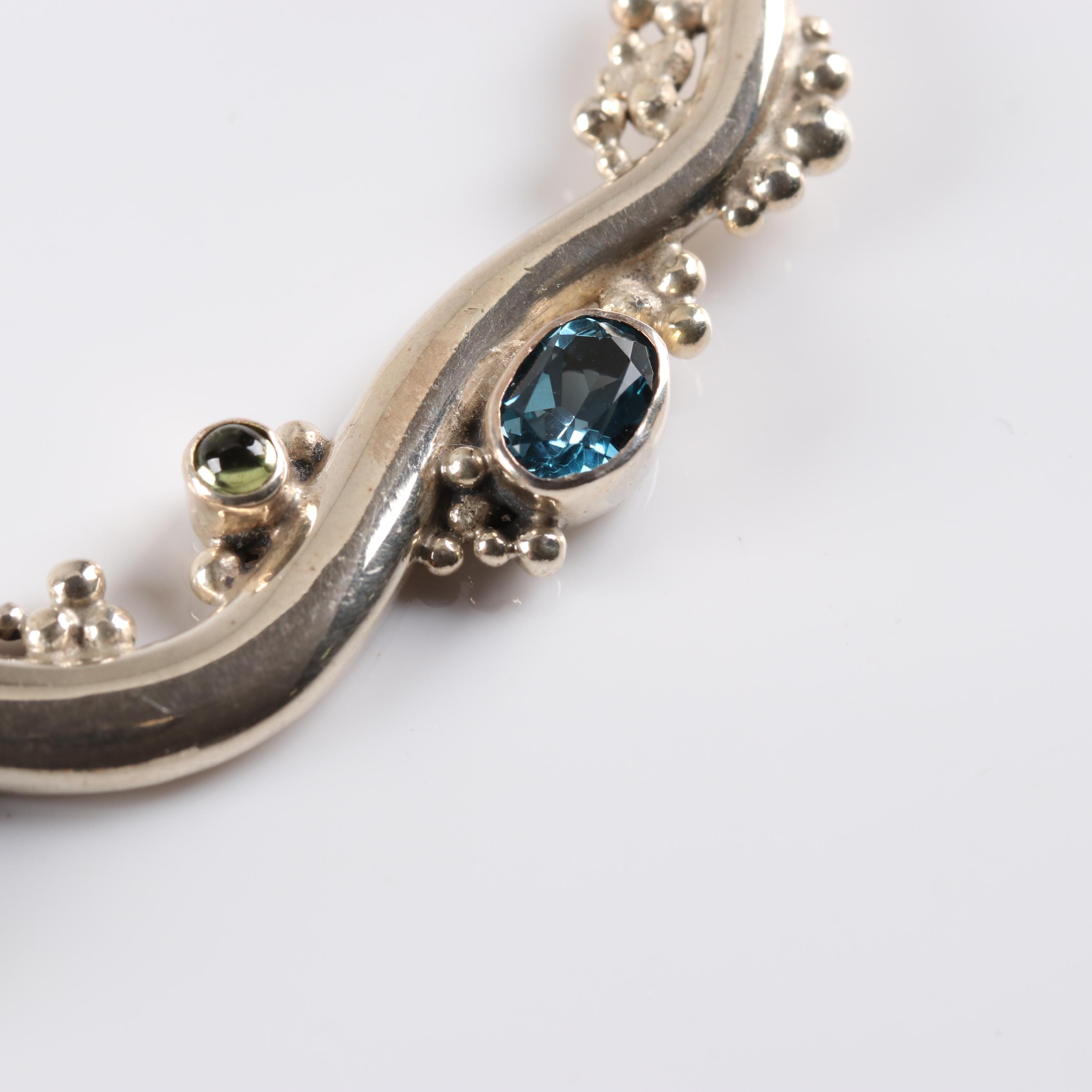 Sterling Silver 1.80 CT Moonstone 3.50 CTW Blue Topaz 1.00 CTW Garnet Necklace