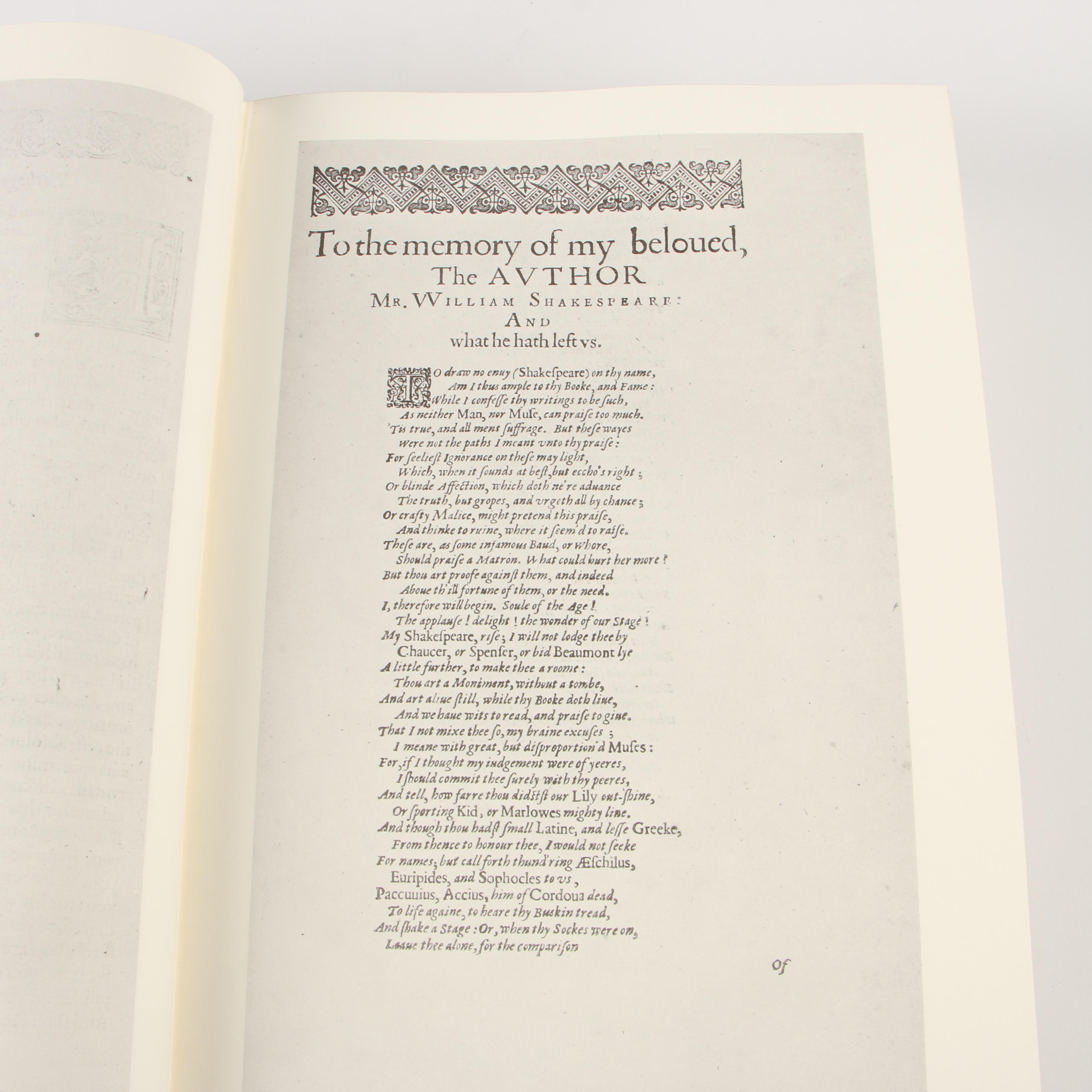 1968 Facsimile "The First Folio of Shakespeare" Prepared by Charlton Hinman