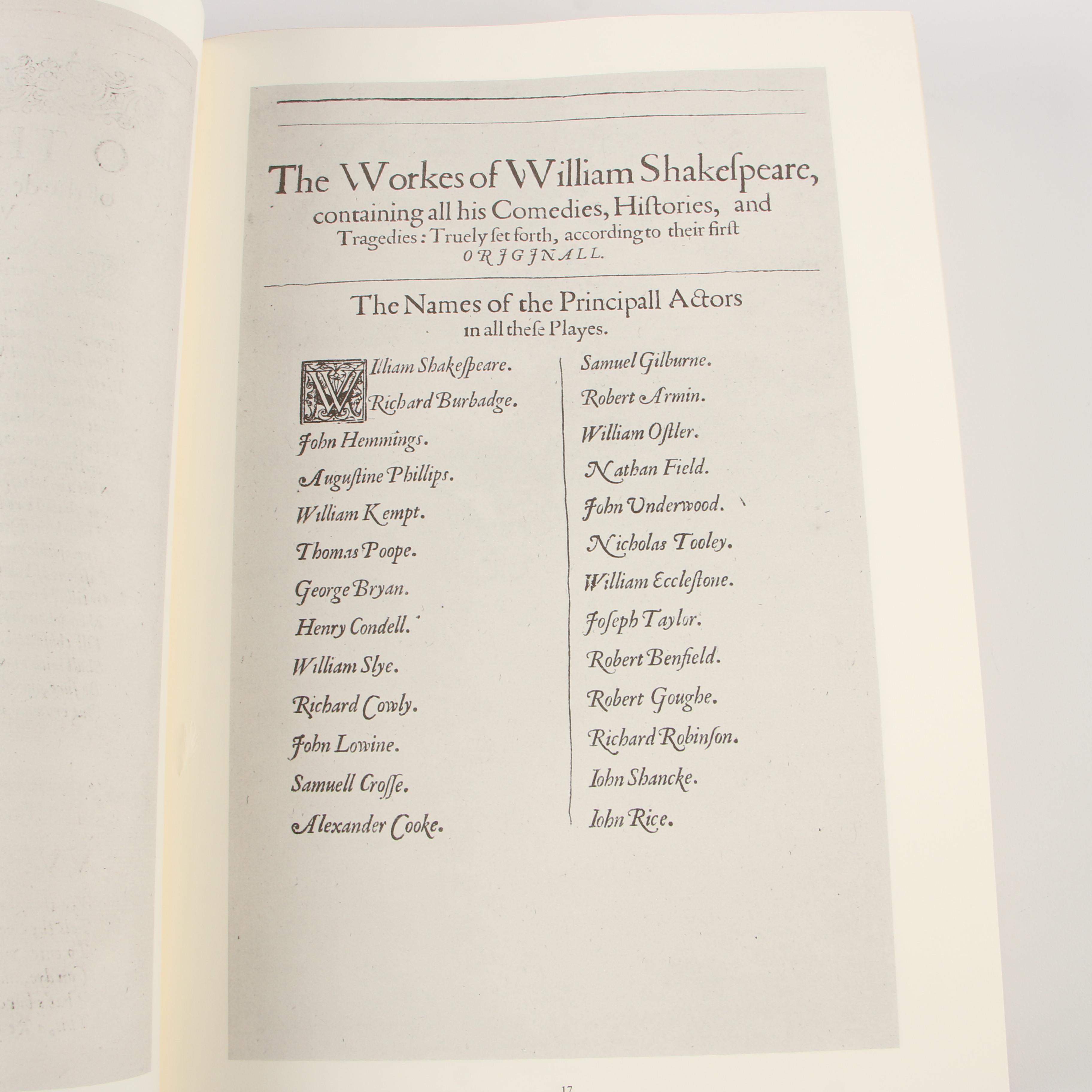 1968 Facsimile "The First Folio of Shakespeare" Prepared by Charlton Hinman