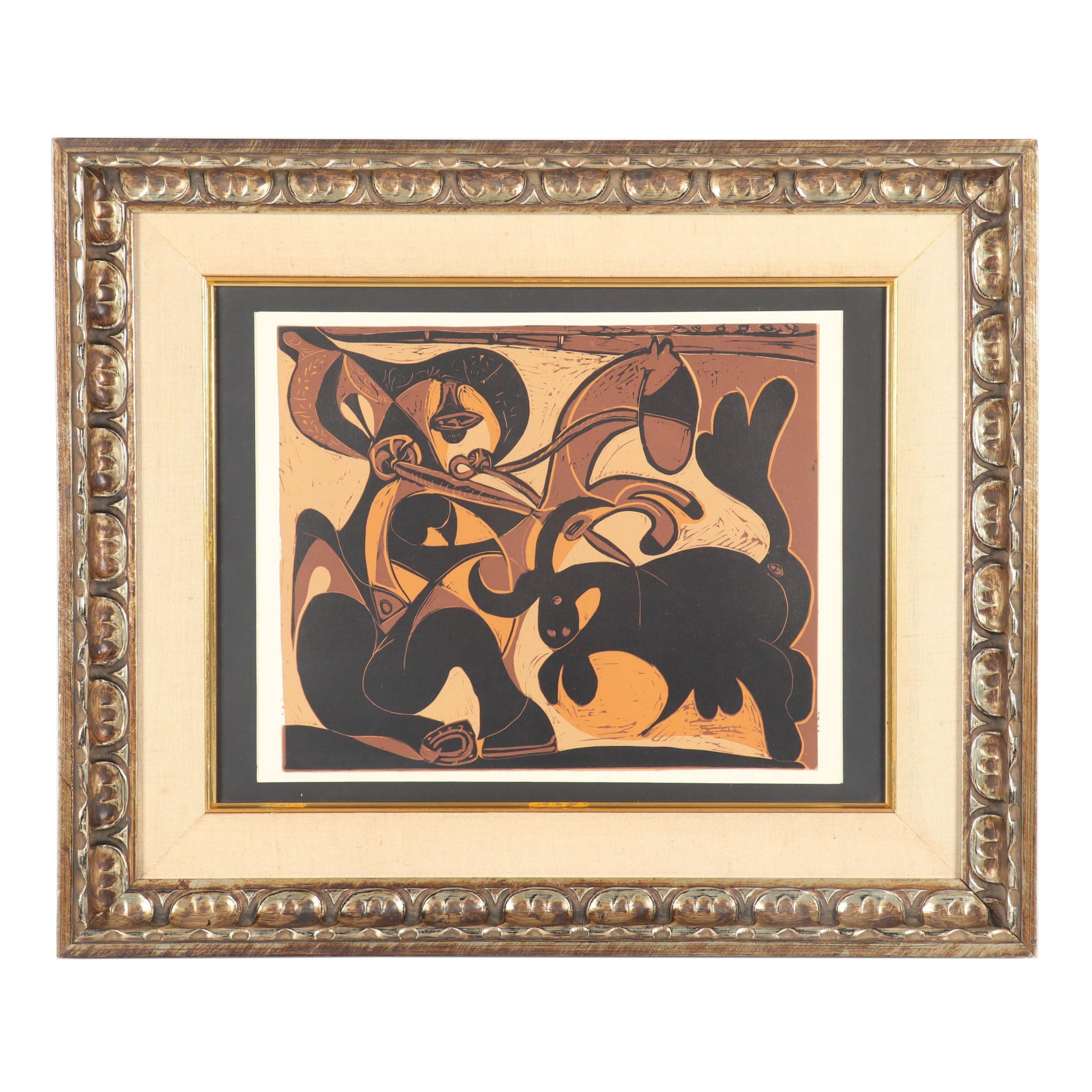 Pablo Picasso Linoleum Cut "Bullfight"