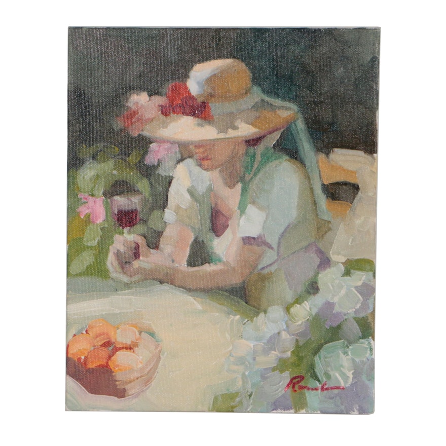 Sally Rosenbaum Figural Oil Painting "Summer Moment"