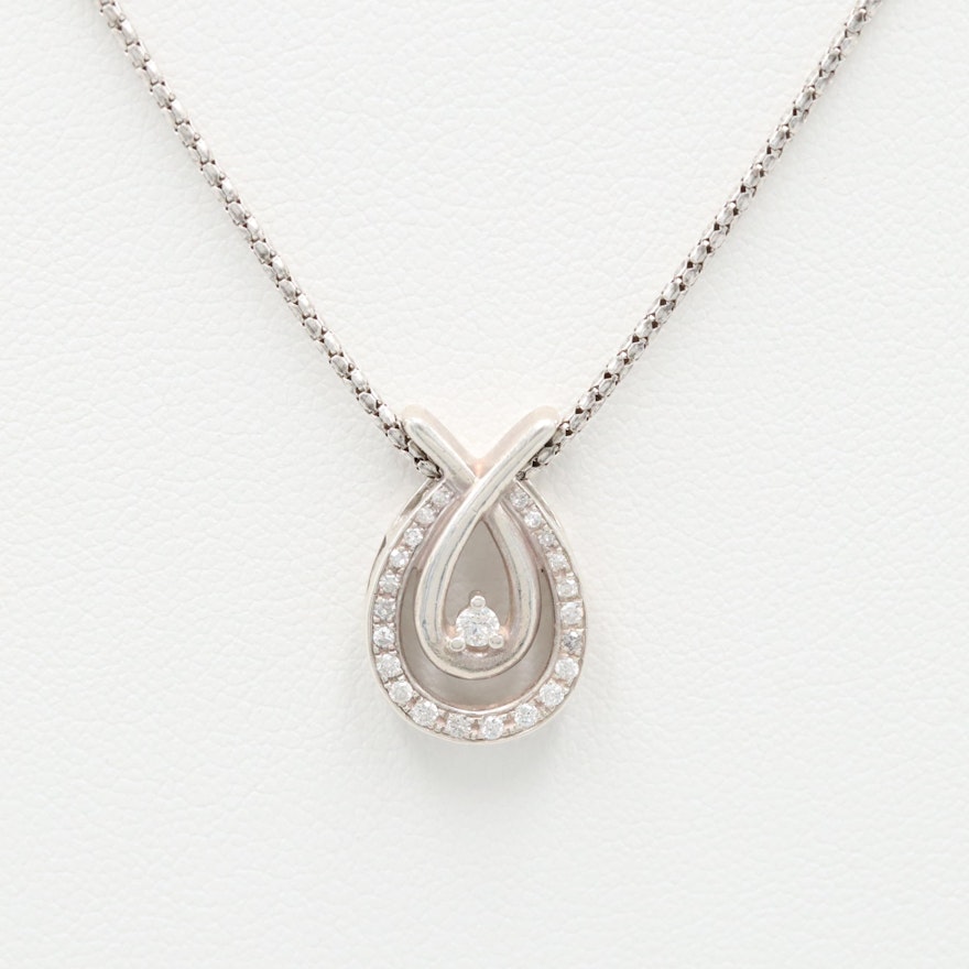 Sterling Silver Diamond Pendant Necklace