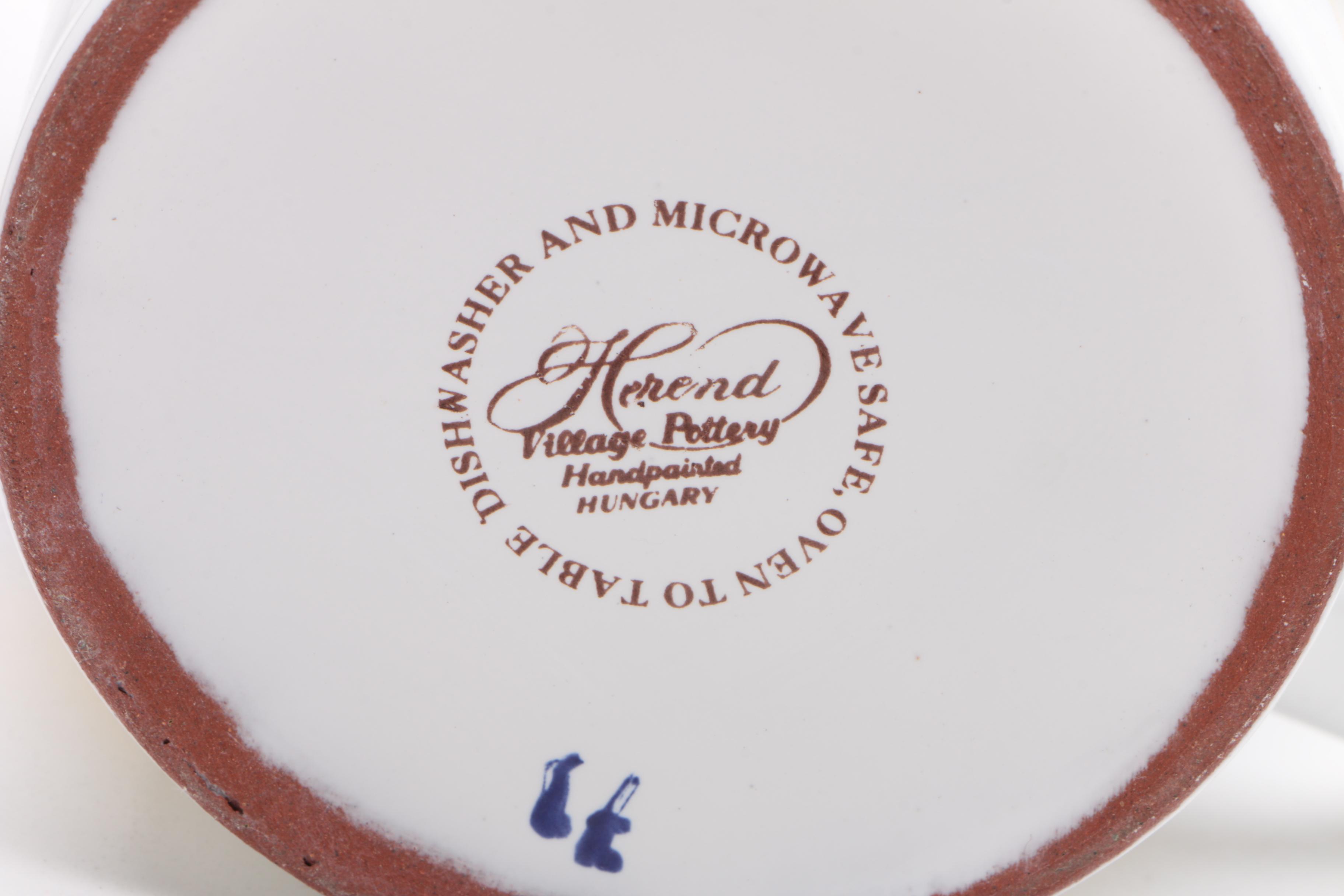 Herend Hungary Village "Splash" Hand Painted Pottery Dinnerware, 1996 - 2005