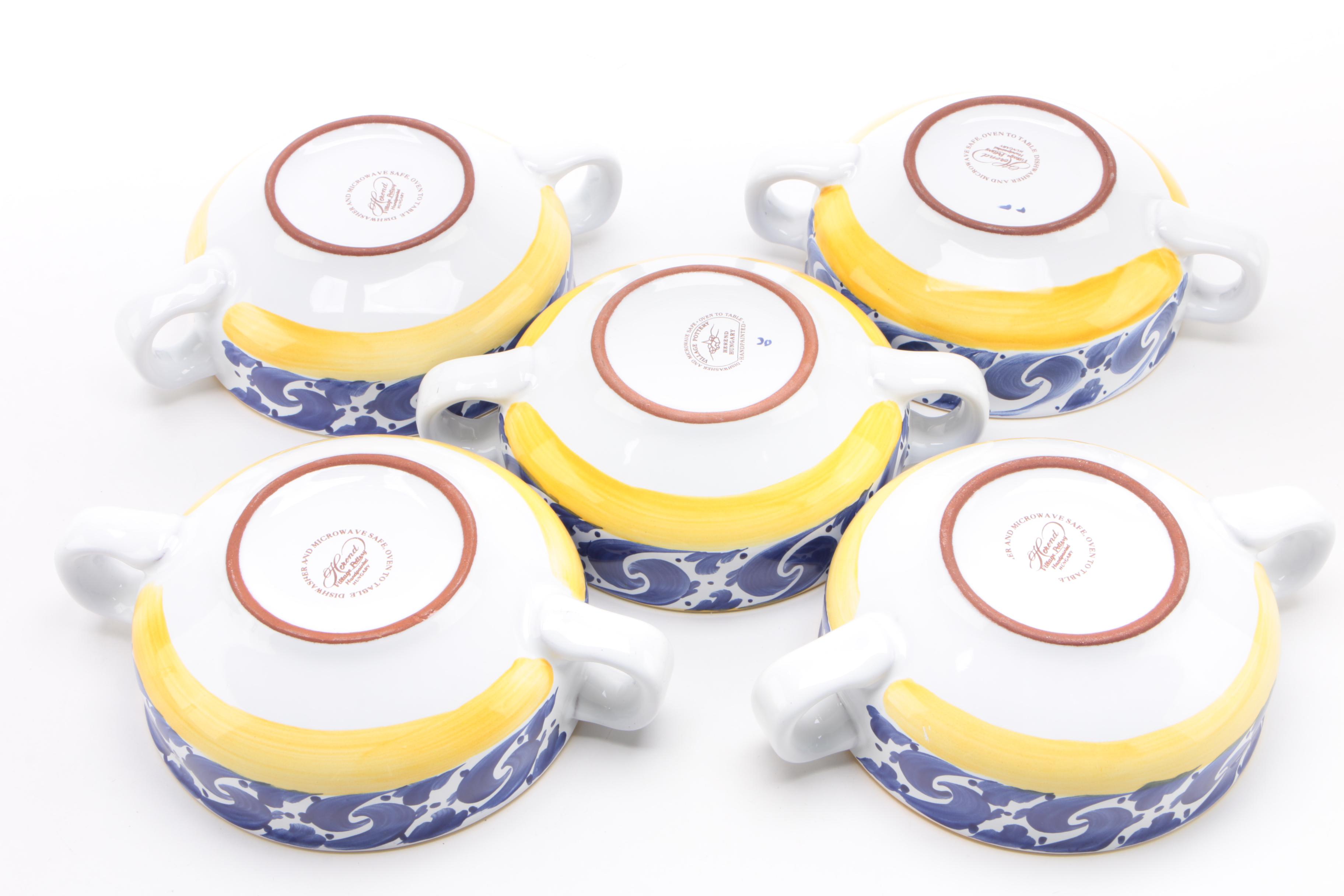 Herend Hungary Village "Splash" Hand Painted Pottery Dinnerware, 1996 - 2005