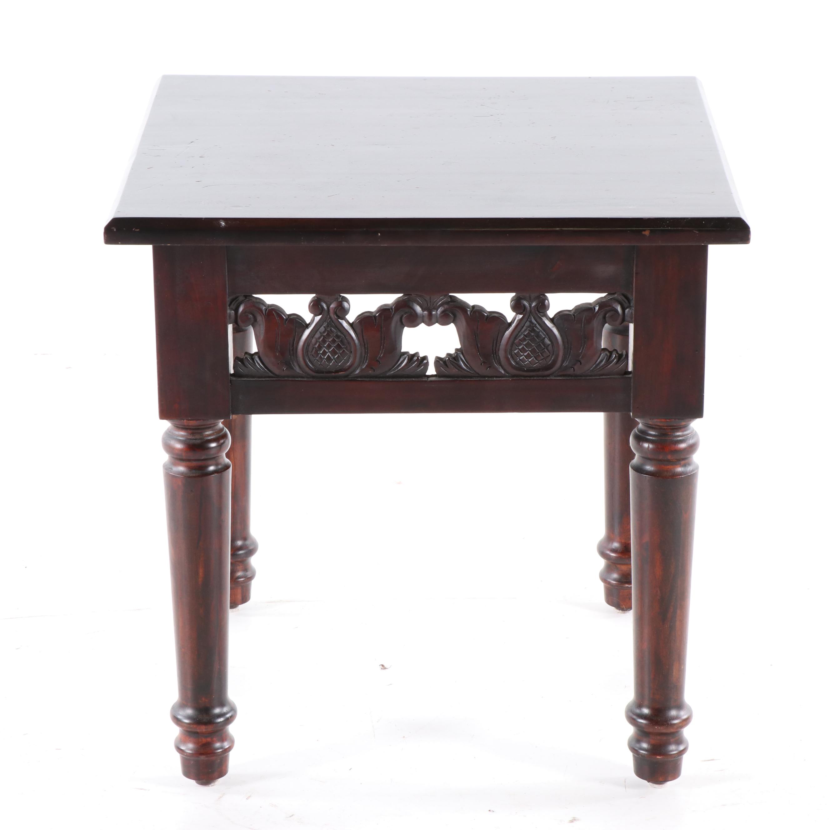 Pier 1 Imports Carved Wooden Wood Indonesian Style Side Table