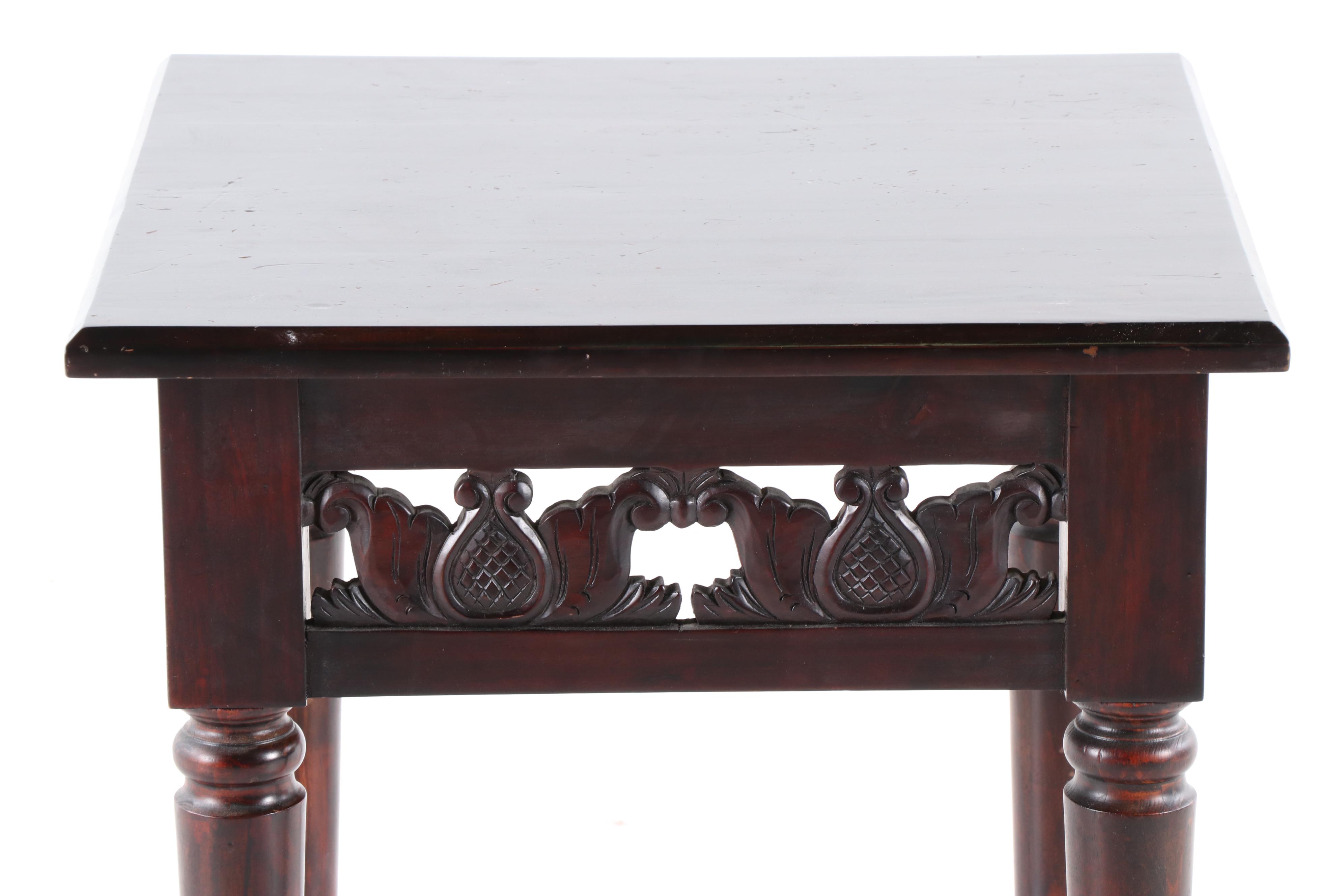 Pier 1 Imports Carved Wooden Wood Indonesian Style Side Table