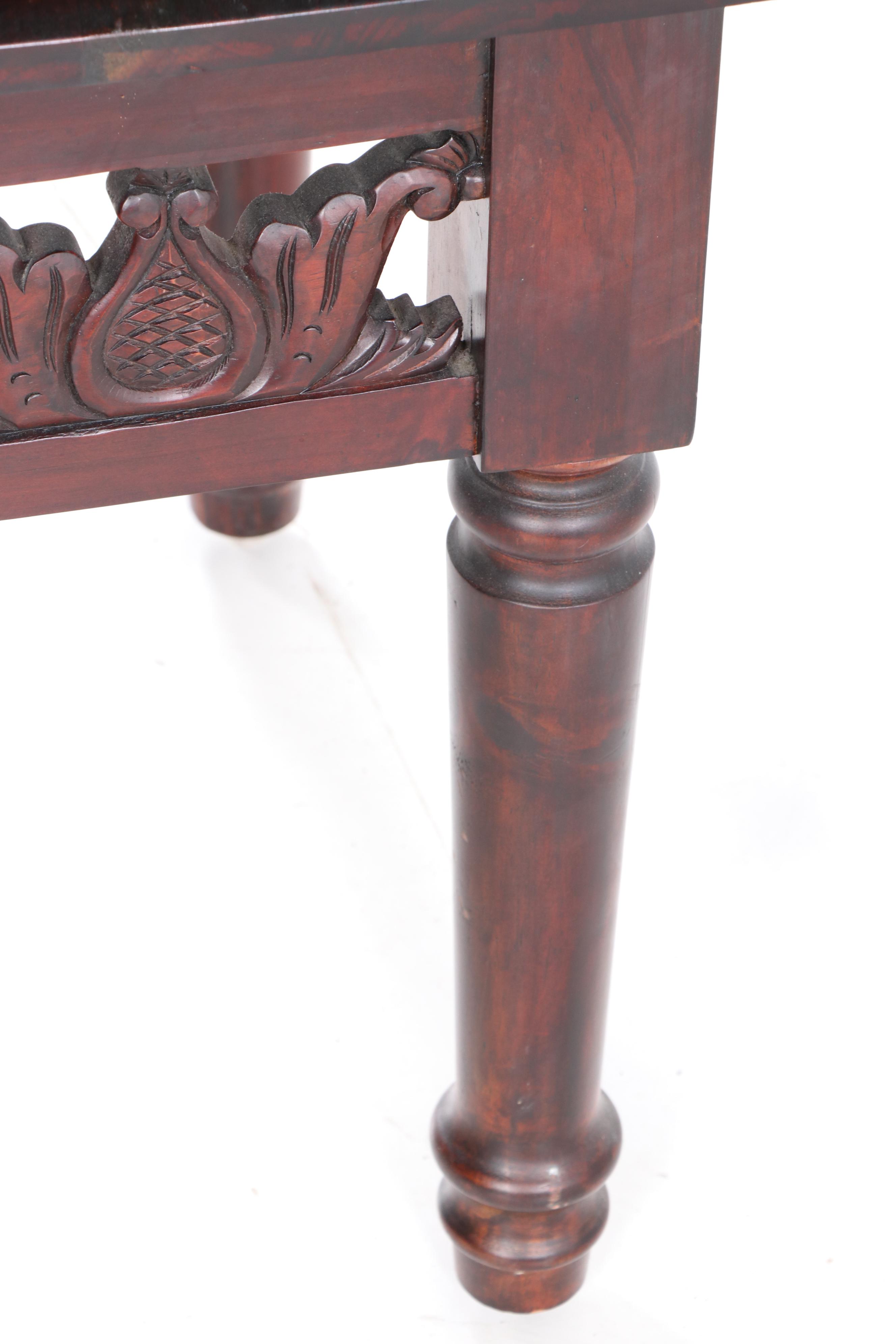 Pier 1 Imports Carved Wooden Wood Indonesian Style Side Table