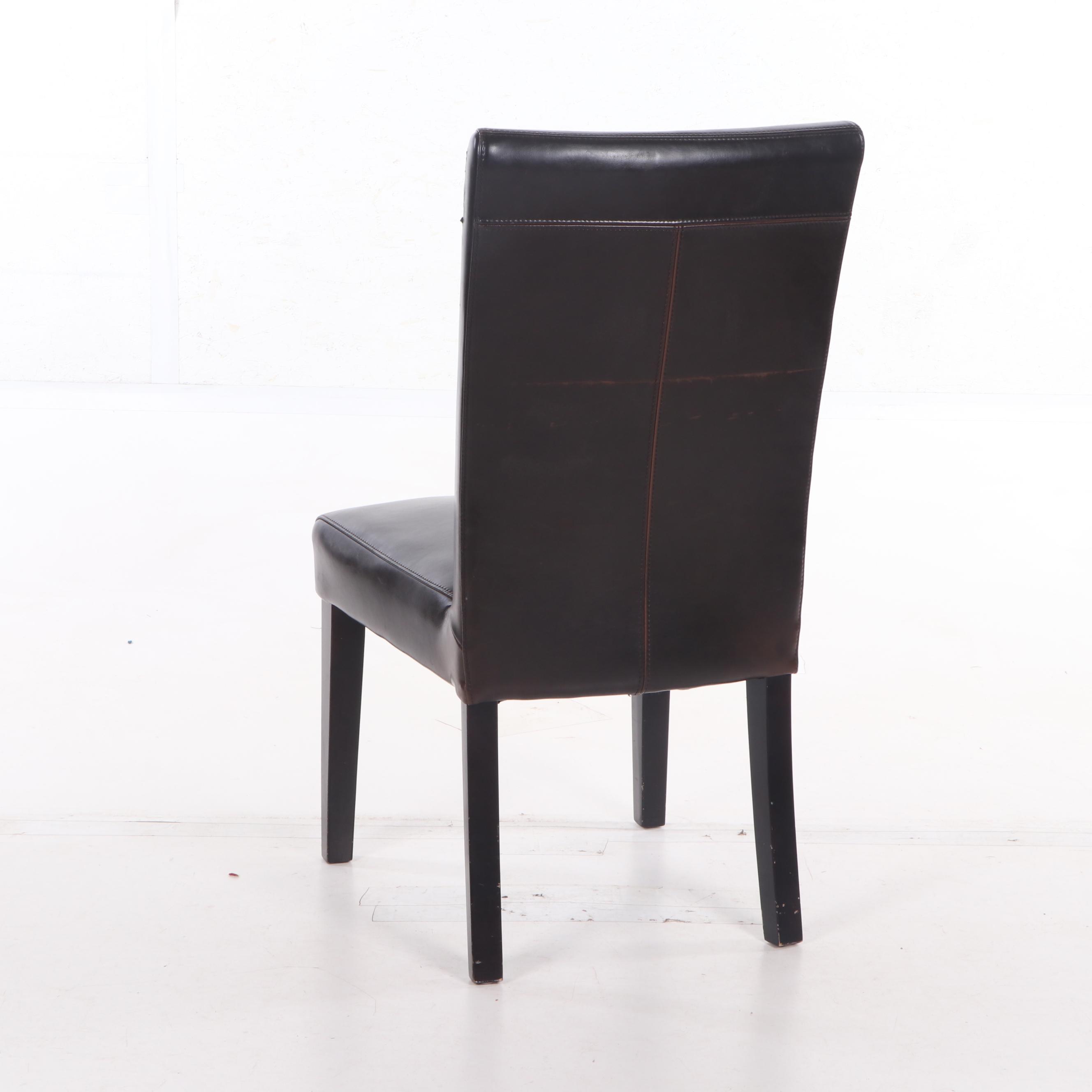 Three Contemporary Modern Faux Leather Upholstered Side Chairs