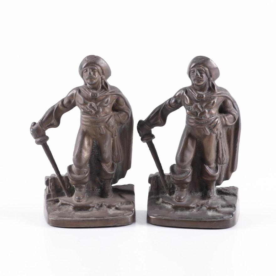 Cast Metal Pirate Bookends, Early 20th Century