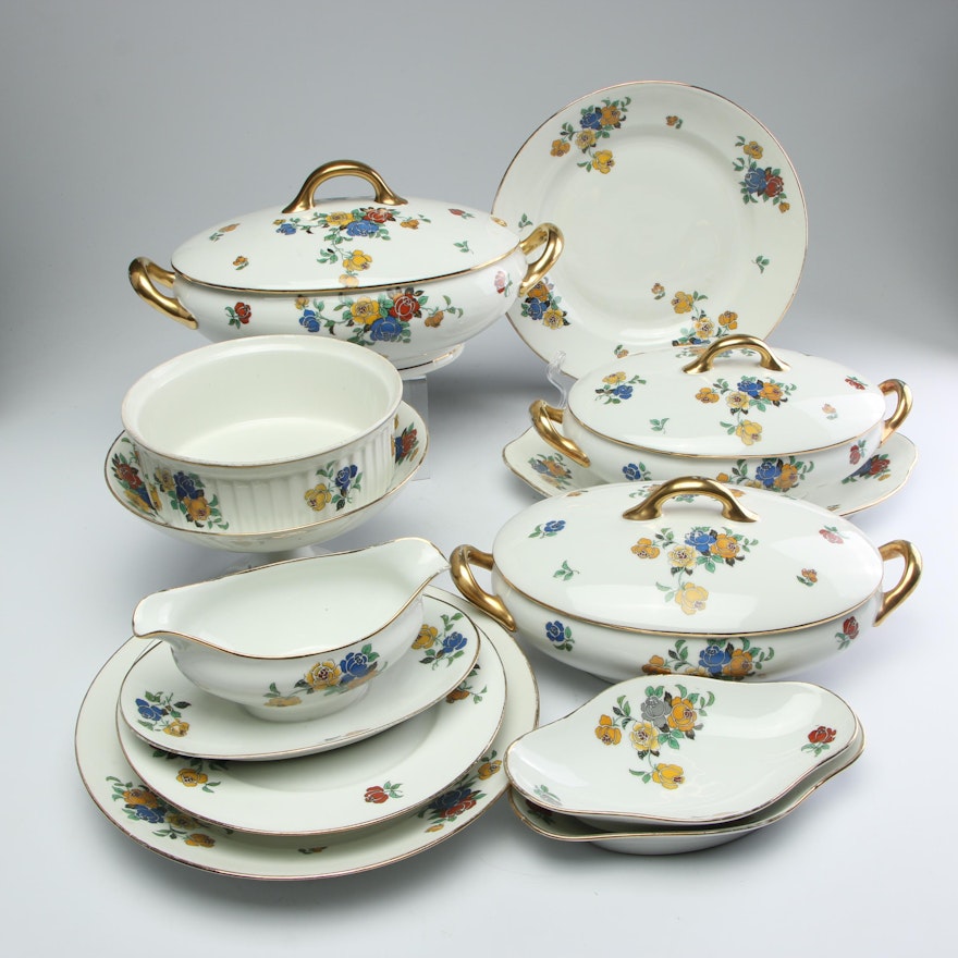 E. Madesclaire Jeune Porcelain Serveware, Circa 1930s