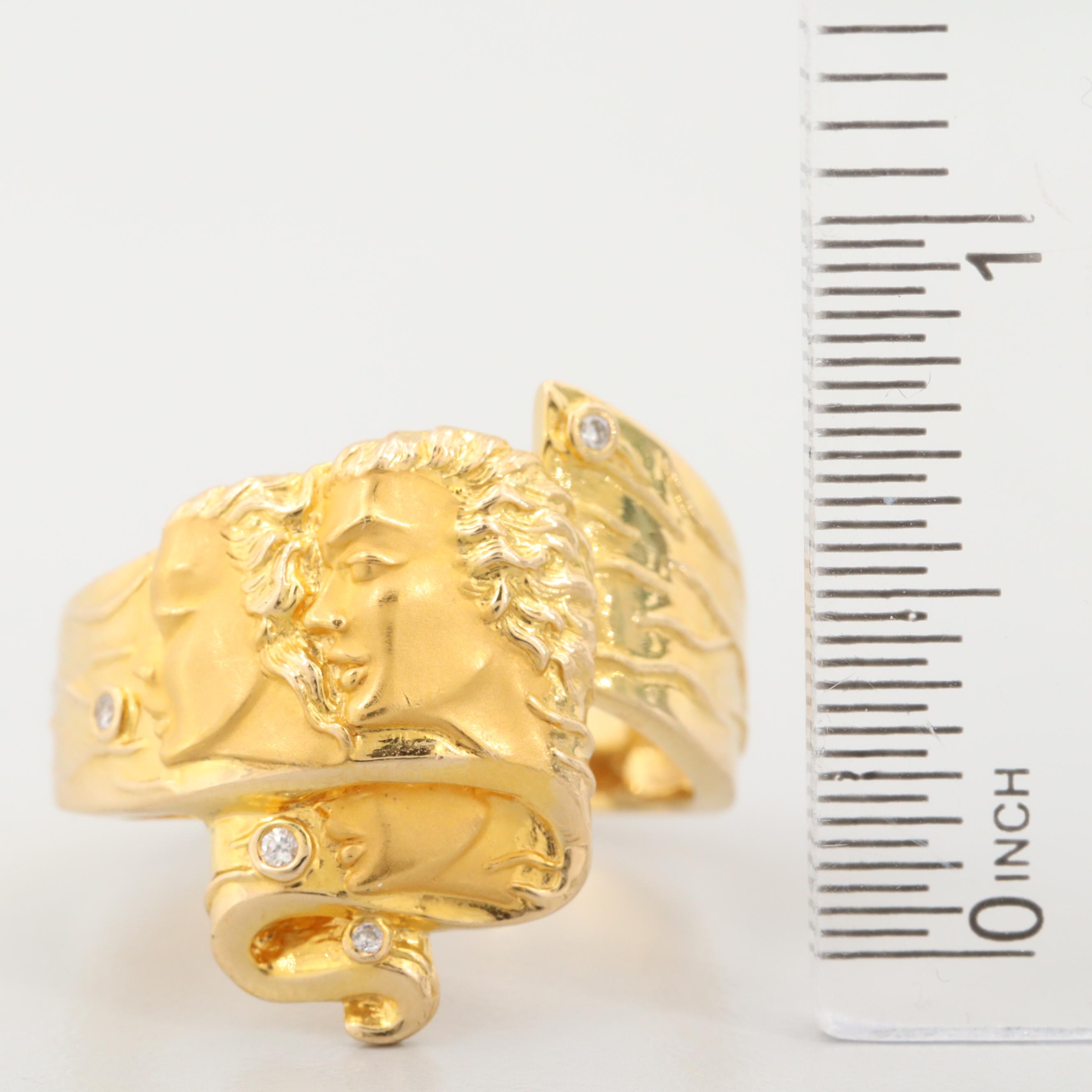 Carrera y Carrera 18K Adam and Eve Diamond Ring with Jewelry Pouch