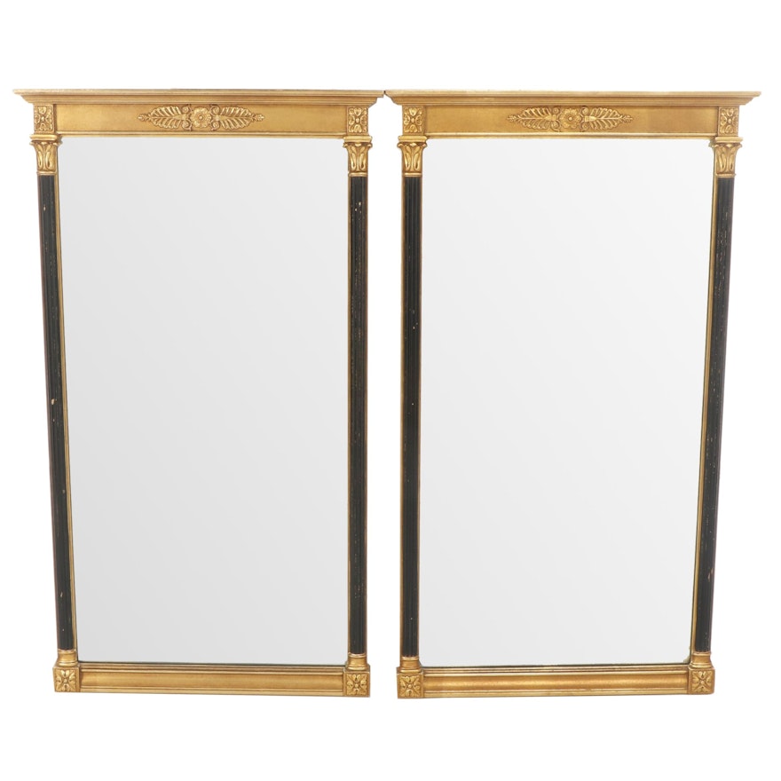 Neoclassical Style Gold and Black Painted Wood Wall Mirrors