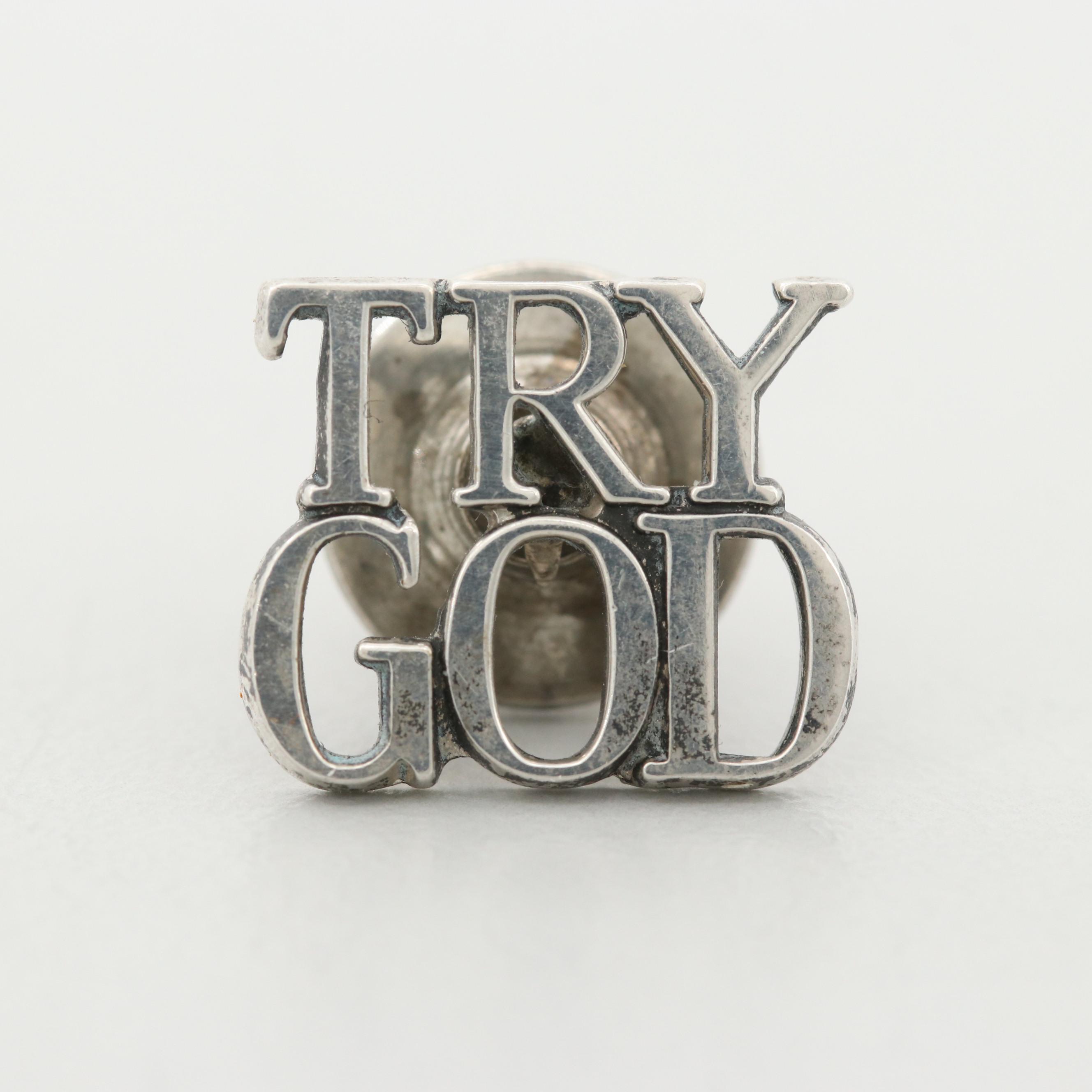 Tiffany & Co. Sterling Silver "Try God" Lapel Pin