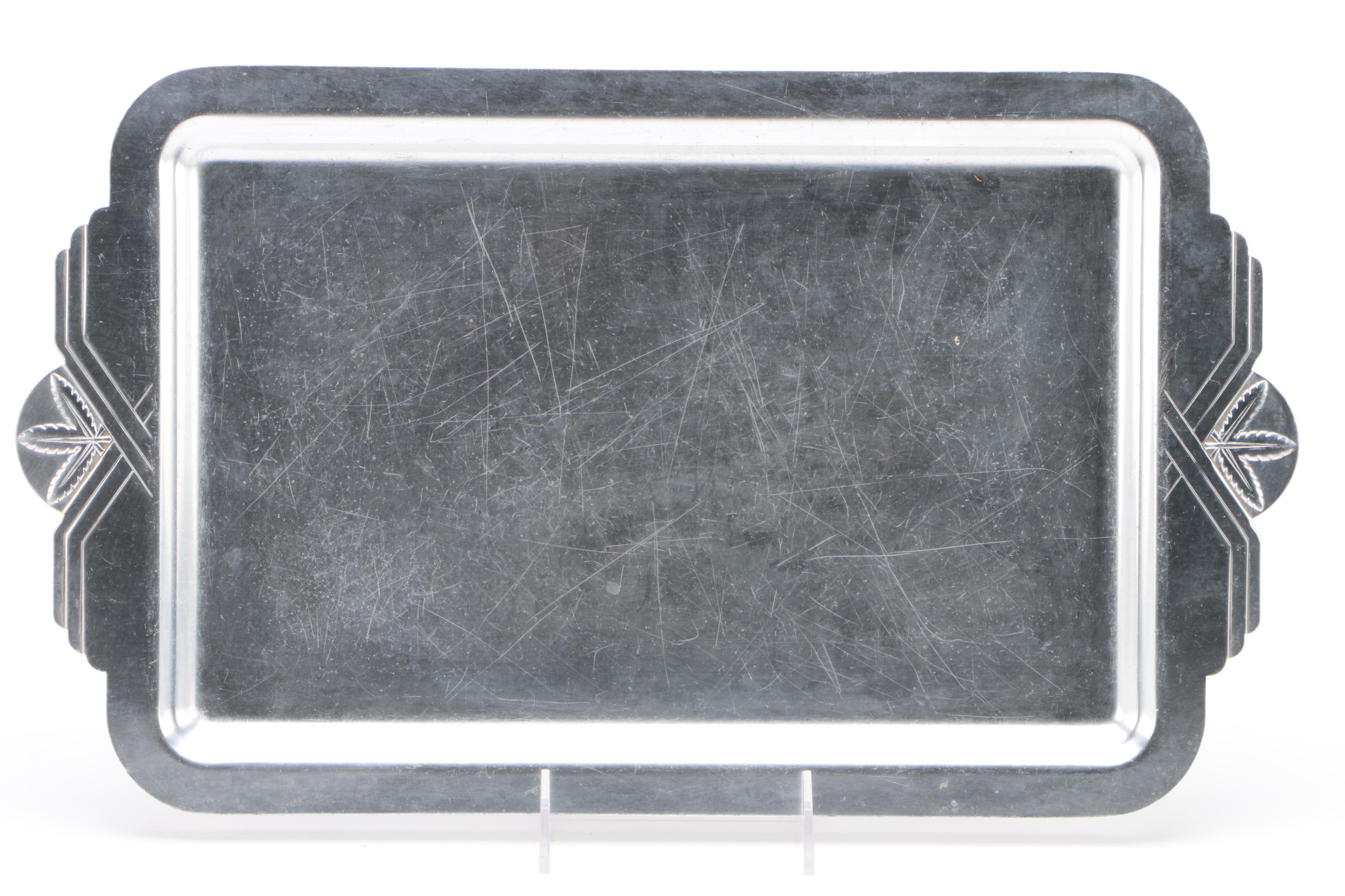 Nashco Tole Tray and Other Assorted Serving Trays Including Gorham