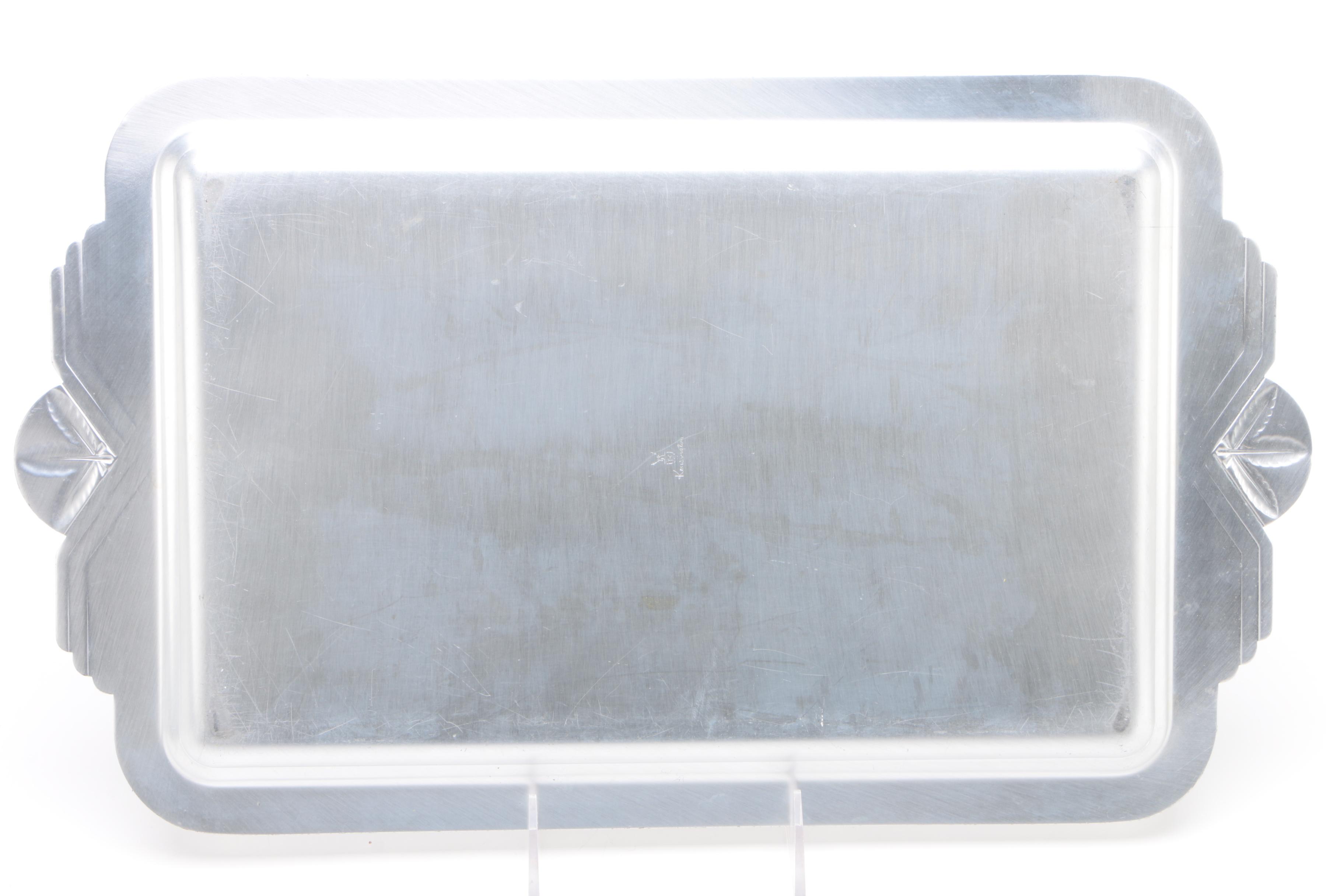 Nashco Tole Tray and Other Assorted Serving Trays Including Gorham