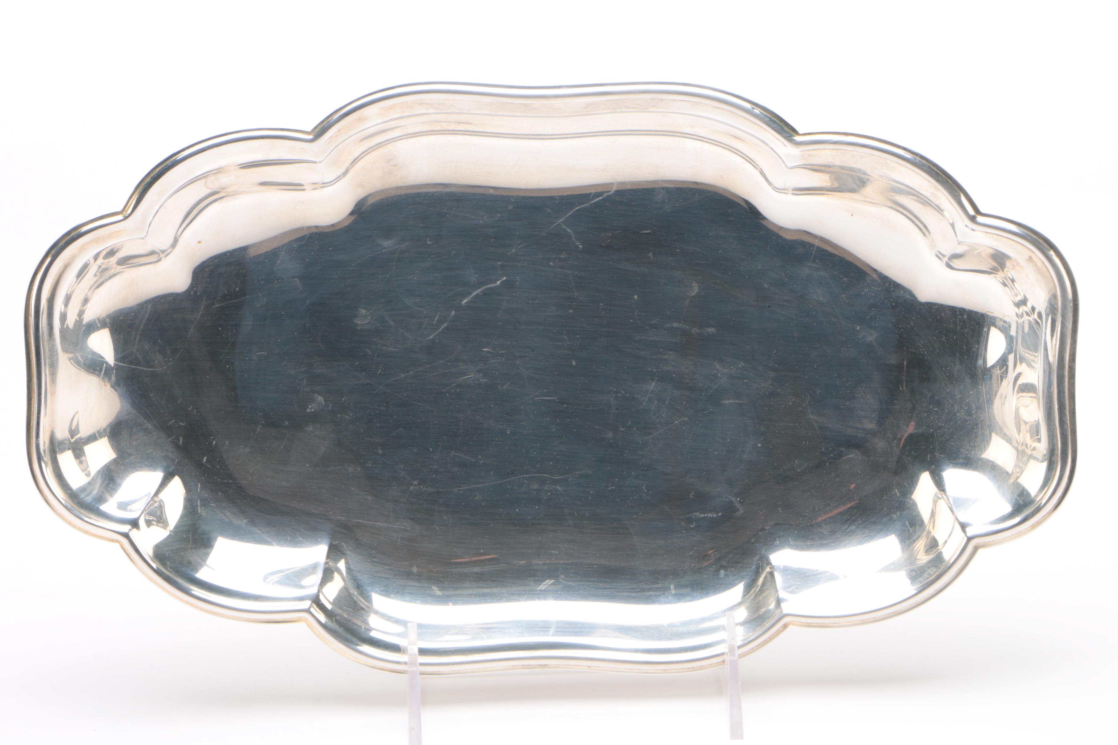 Nashco Tole Tray and Other Assorted Serving Trays Including Gorham