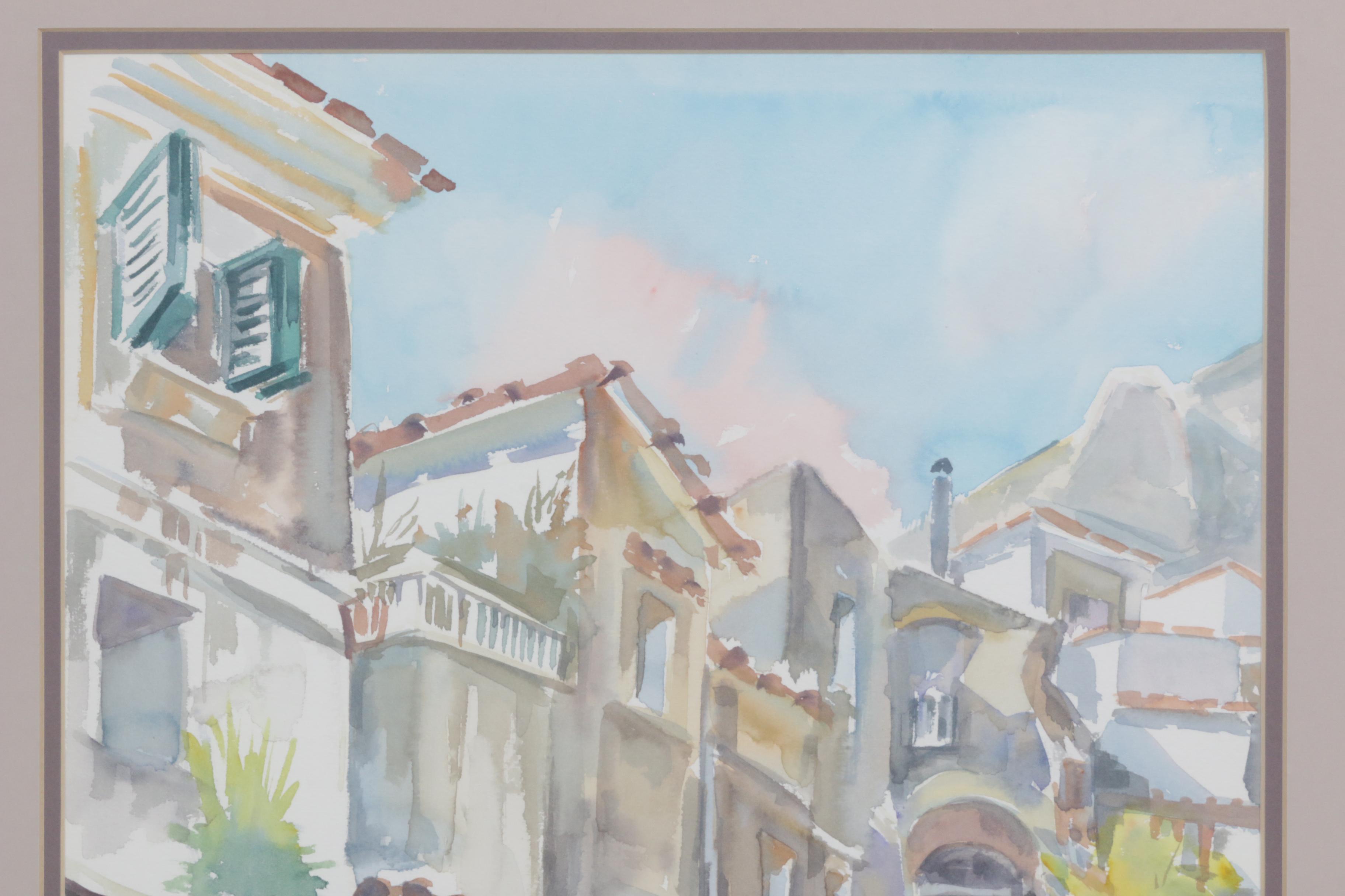 Pasquale Volpe Positano Cityscape Watercolor Painting