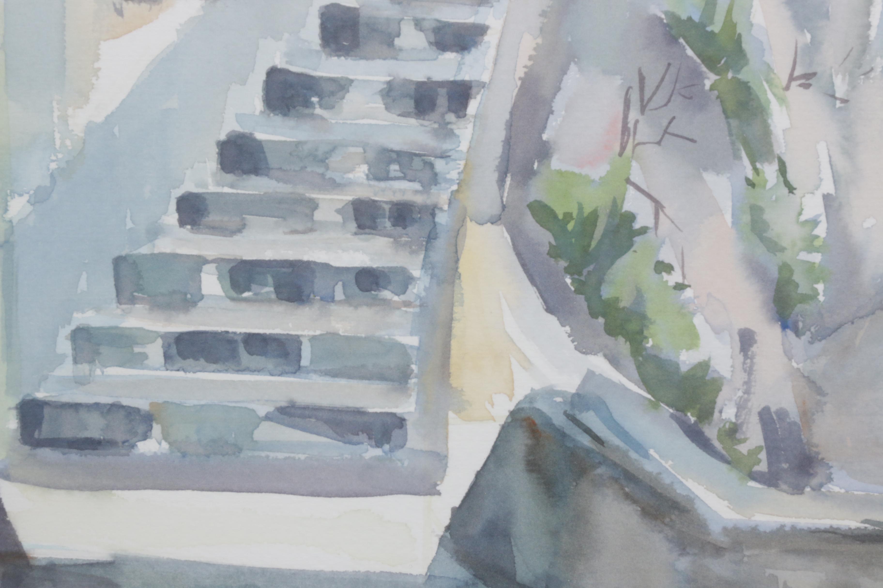 Pasquale Volpe Positano Cityscape Watercolor Painting