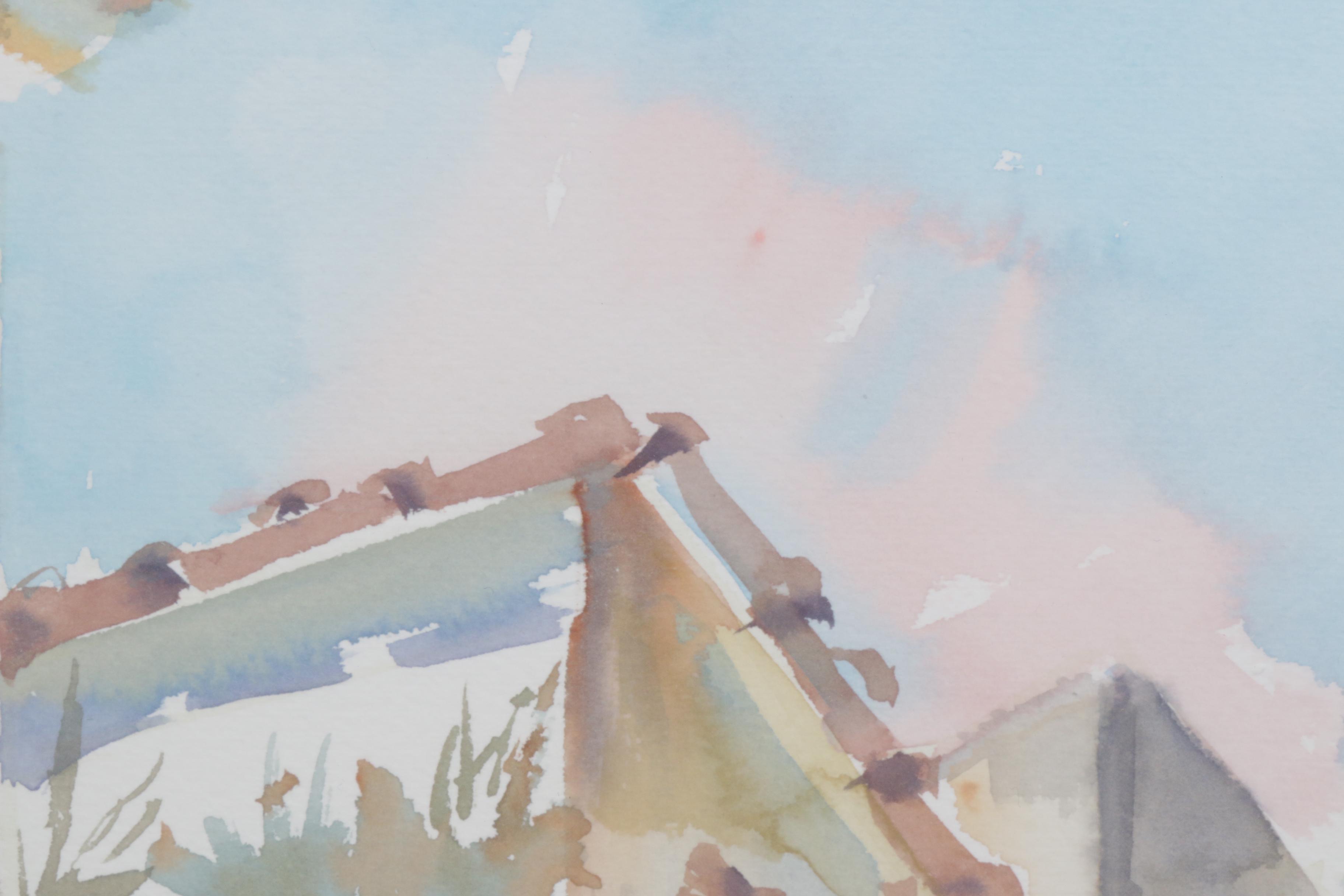 Pasquale Volpe Positano Cityscape Watercolor Painting