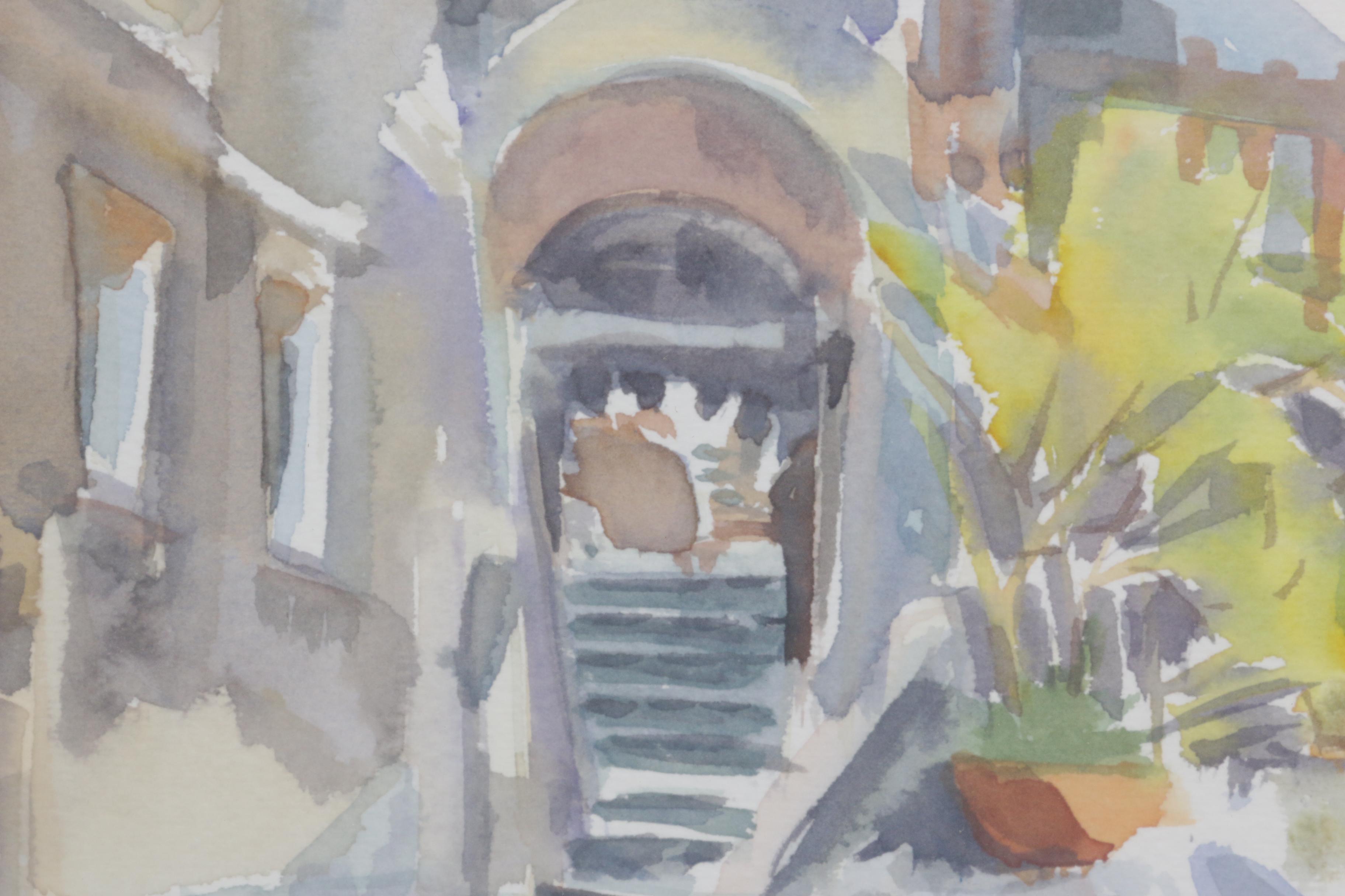 Pasquale Volpe Positano Cityscape Watercolor Painting