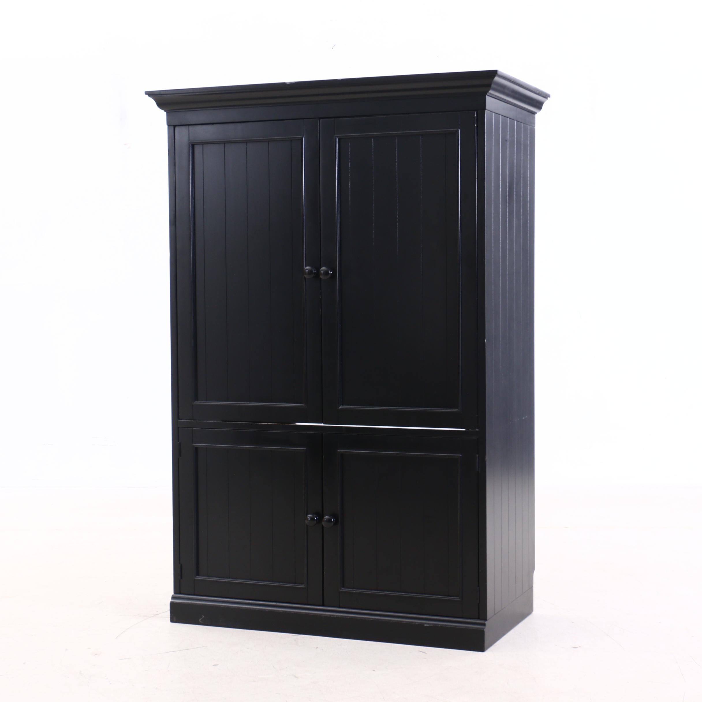 Pottery Barn Ebonized Finish Media Unit with Shelving, Contemporary