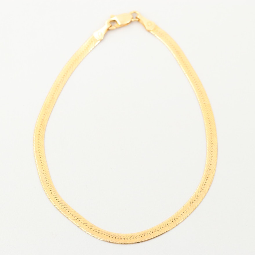 14K Yellow Gold Herringbone Bracelet