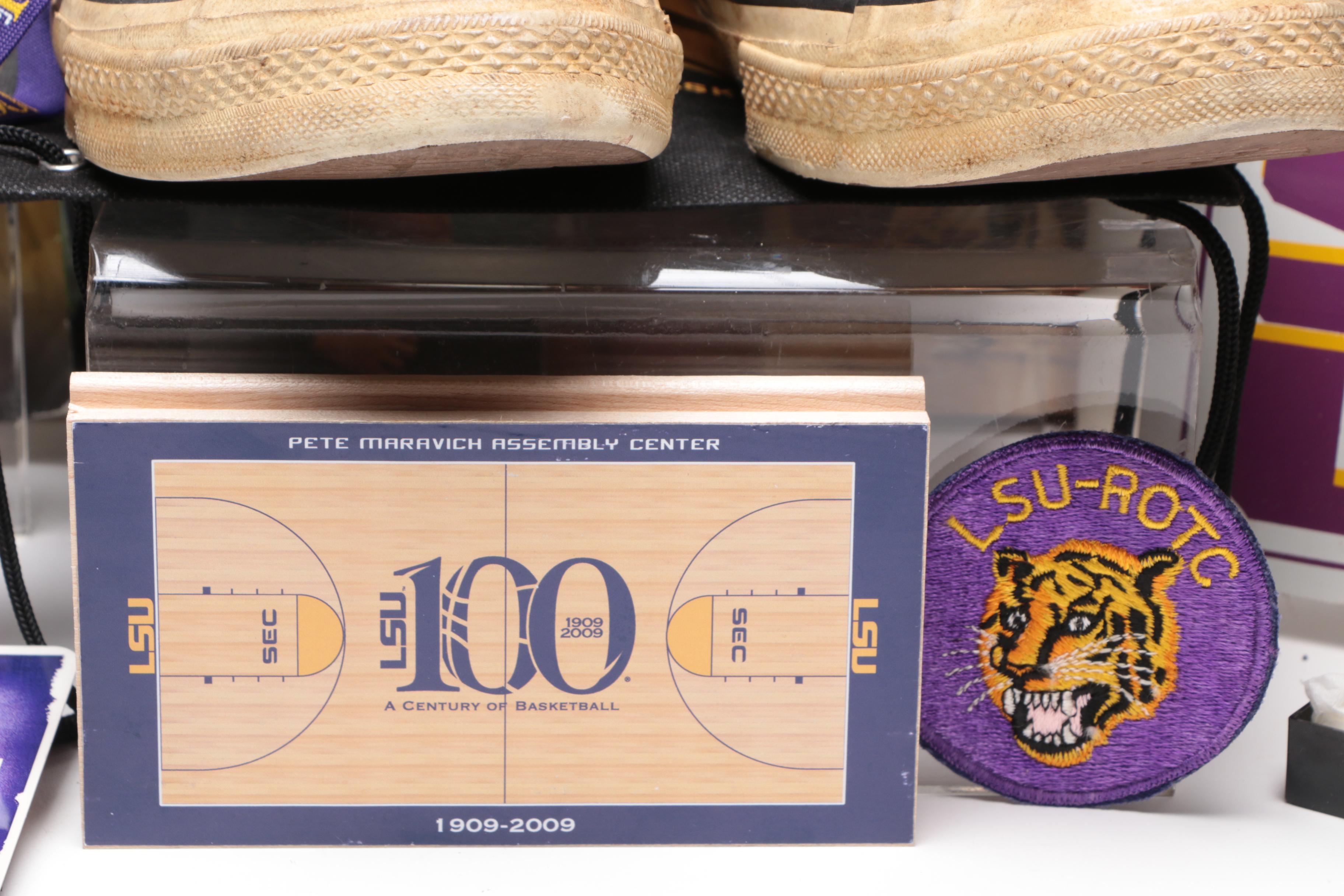 1967 Pete Maravich Game Worn Converse Shoes, Signed Guide and other LSU Items