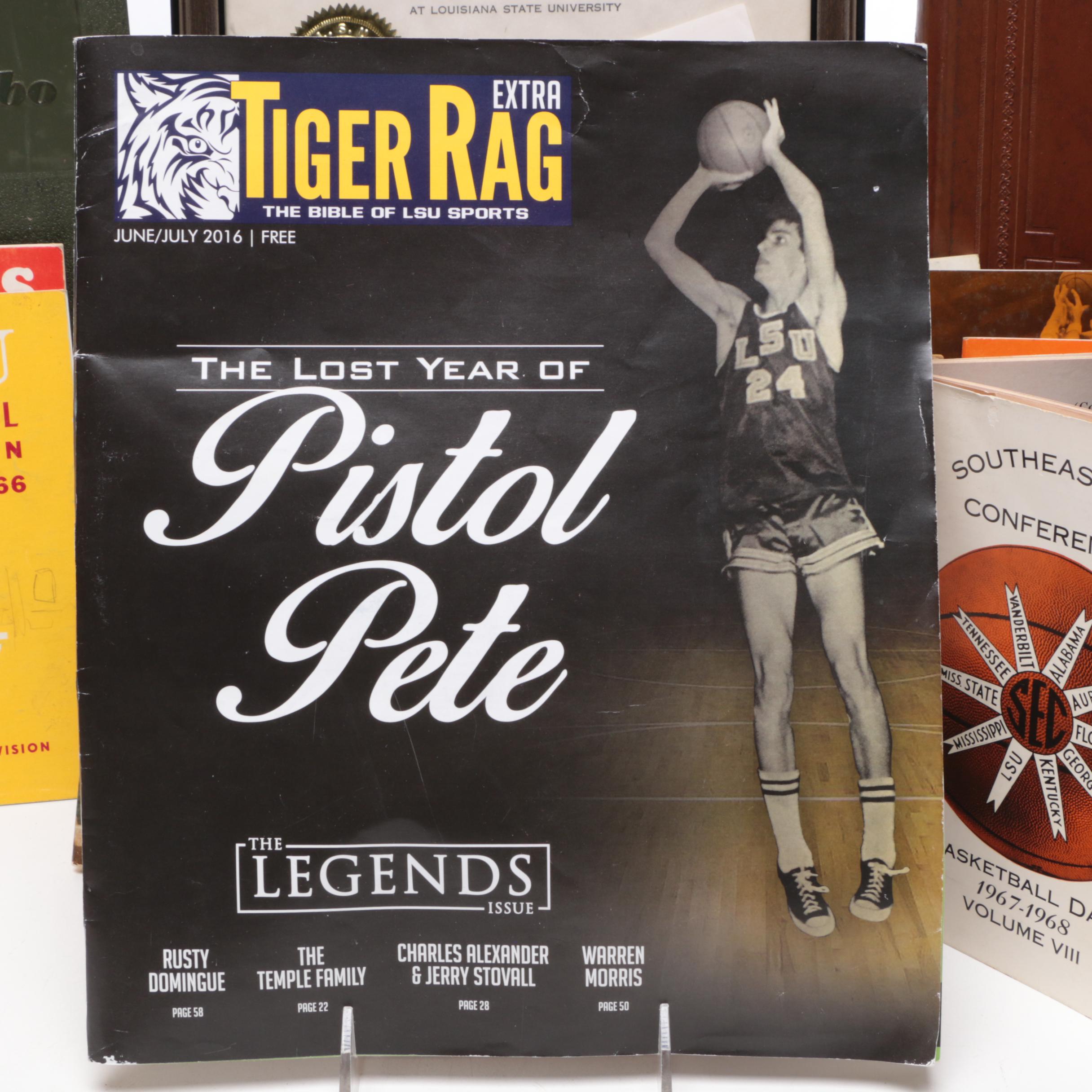 1967 Pete Maravich Game Worn Converse Shoes, Signed Guide and other LSU Items