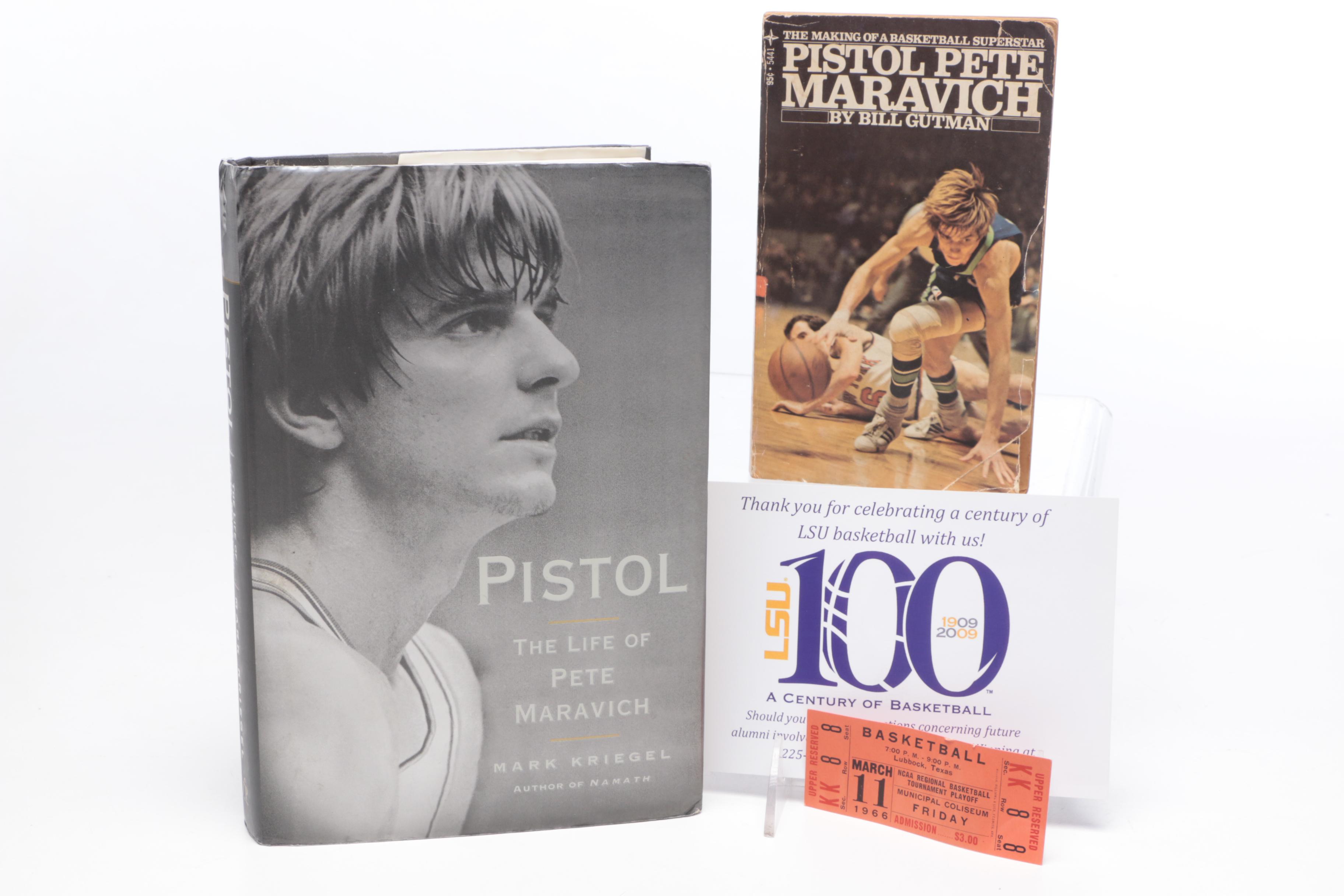 1967 Pete Maravich Game Worn Converse Shoes, Signed Guide and other LSU Items