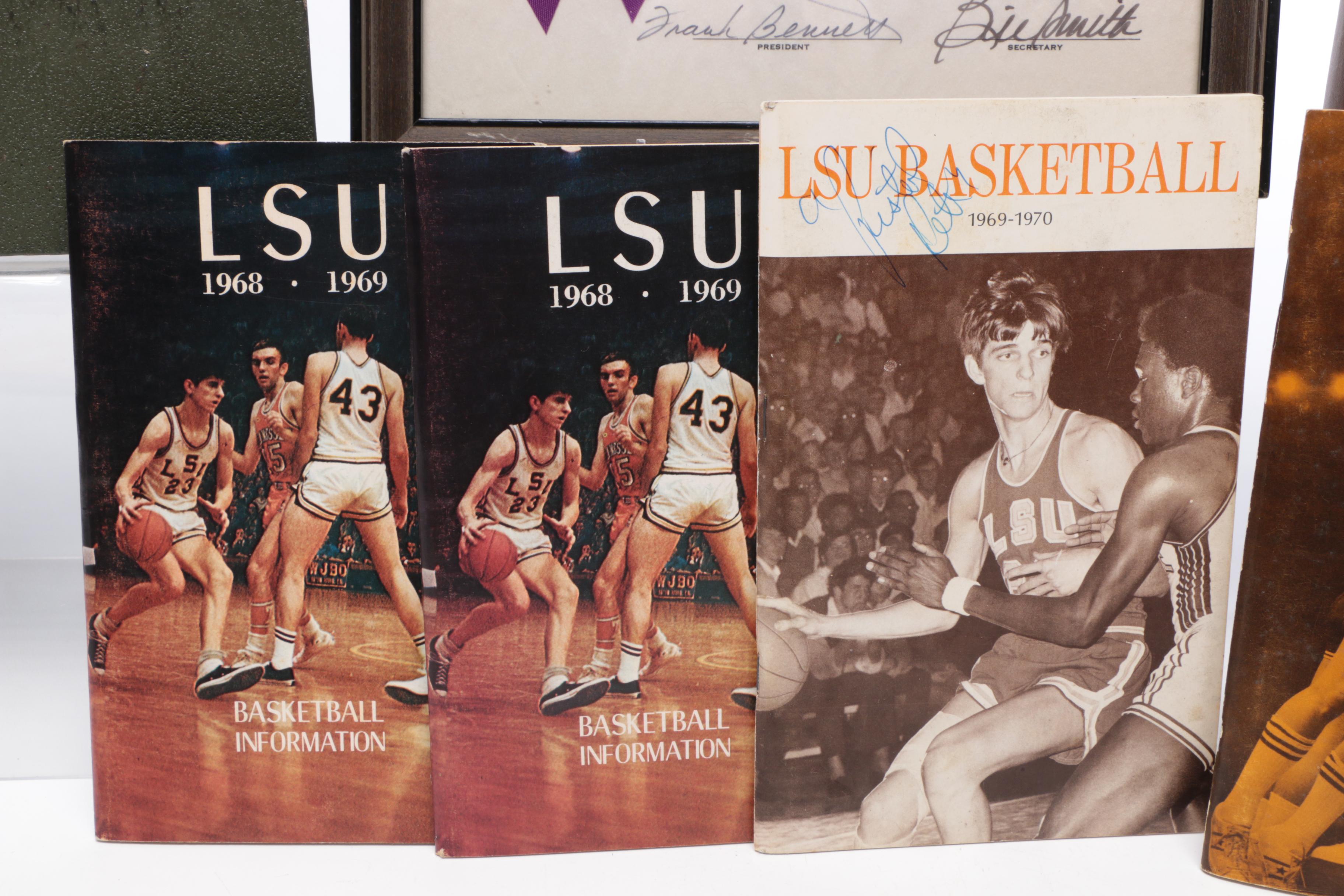 1967 Pete Maravich Game Worn Converse Shoes, Signed Guide and other LSU Items