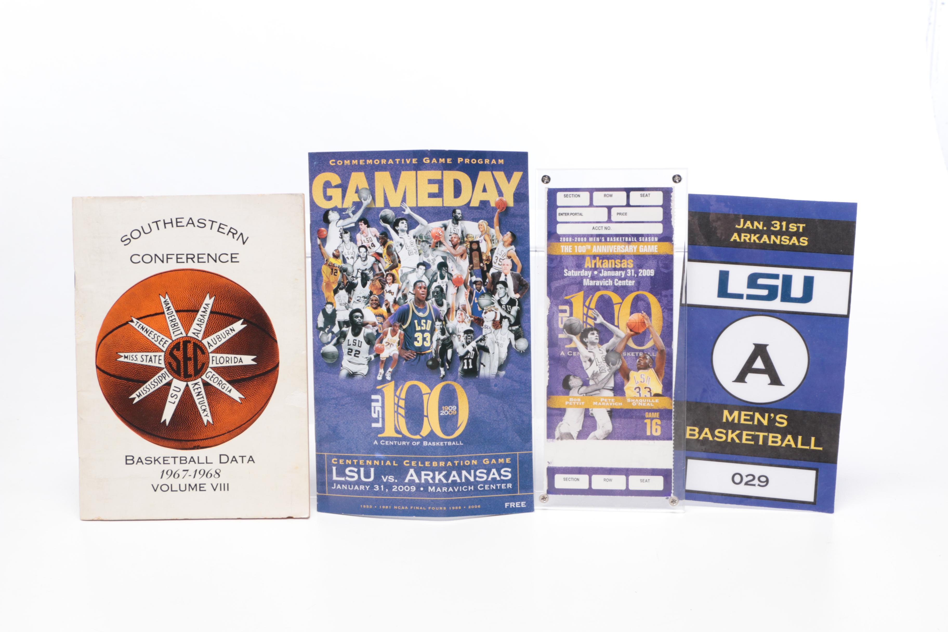 1967 Pete Maravich Game Worn Converse Shoes, Signed Guide and other LSU Items