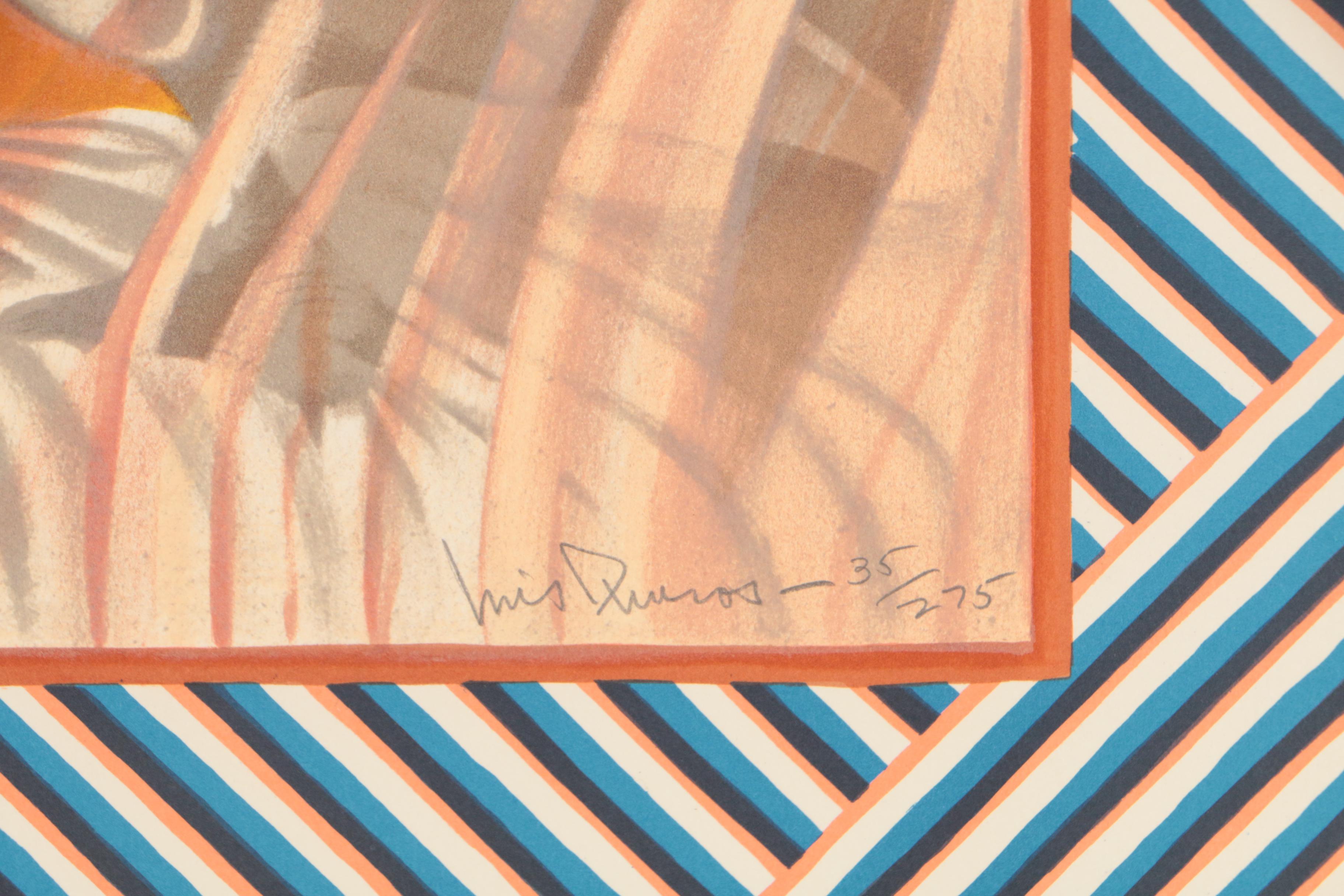 Luis Quiros Color Lithograph of Swan