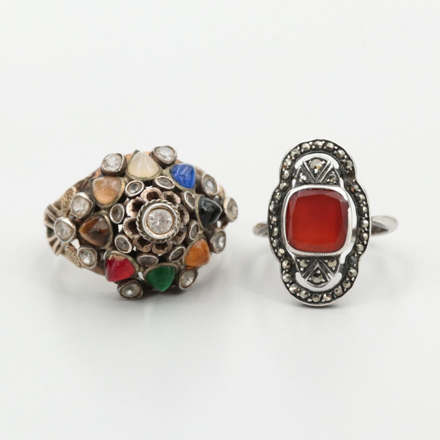 10K Yellow Gold and Sterling Silver Mixed Gemstone Rings