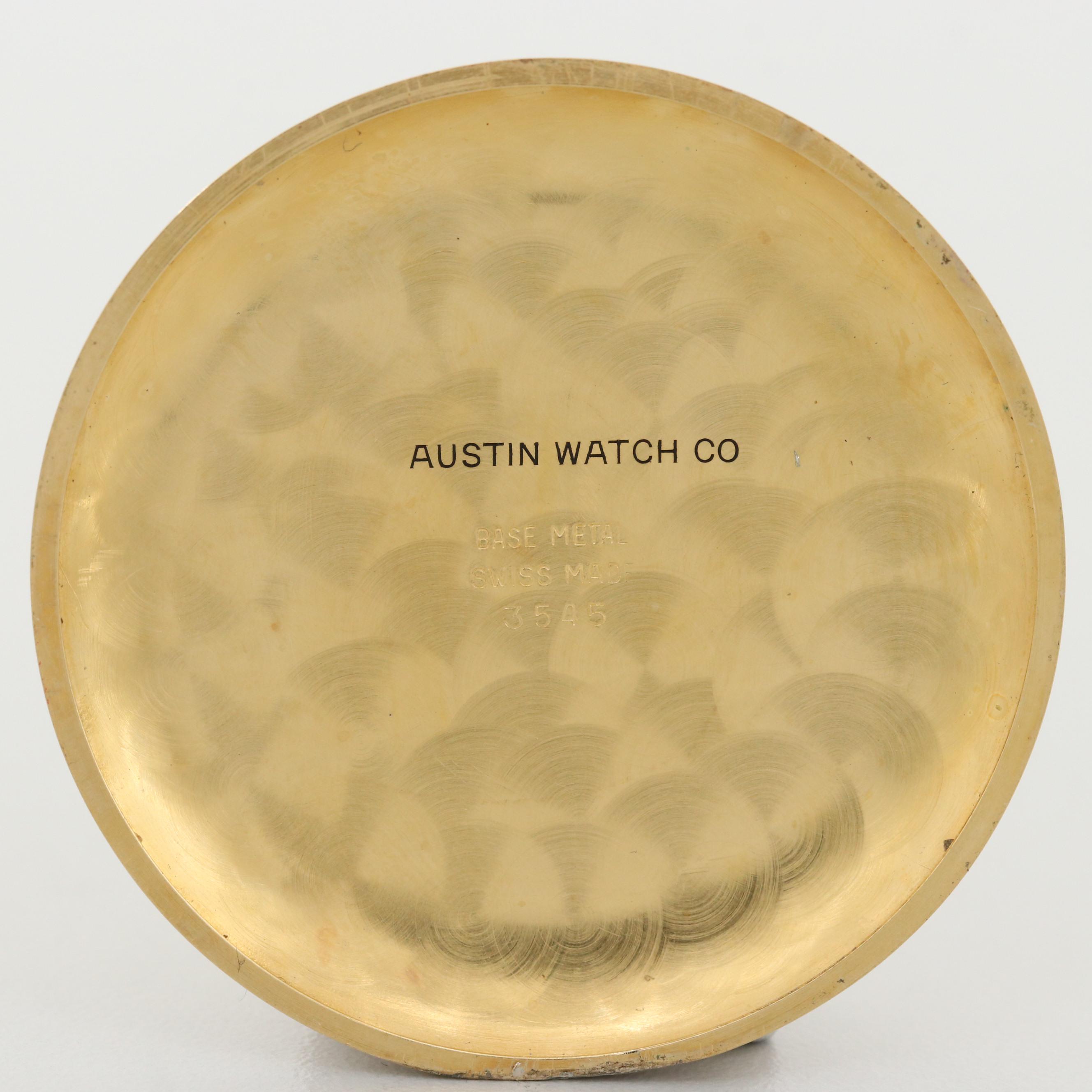 Vintage Swiss Austin Gold Tone Hunters Case Pocket Watch With Gold Filled Fob