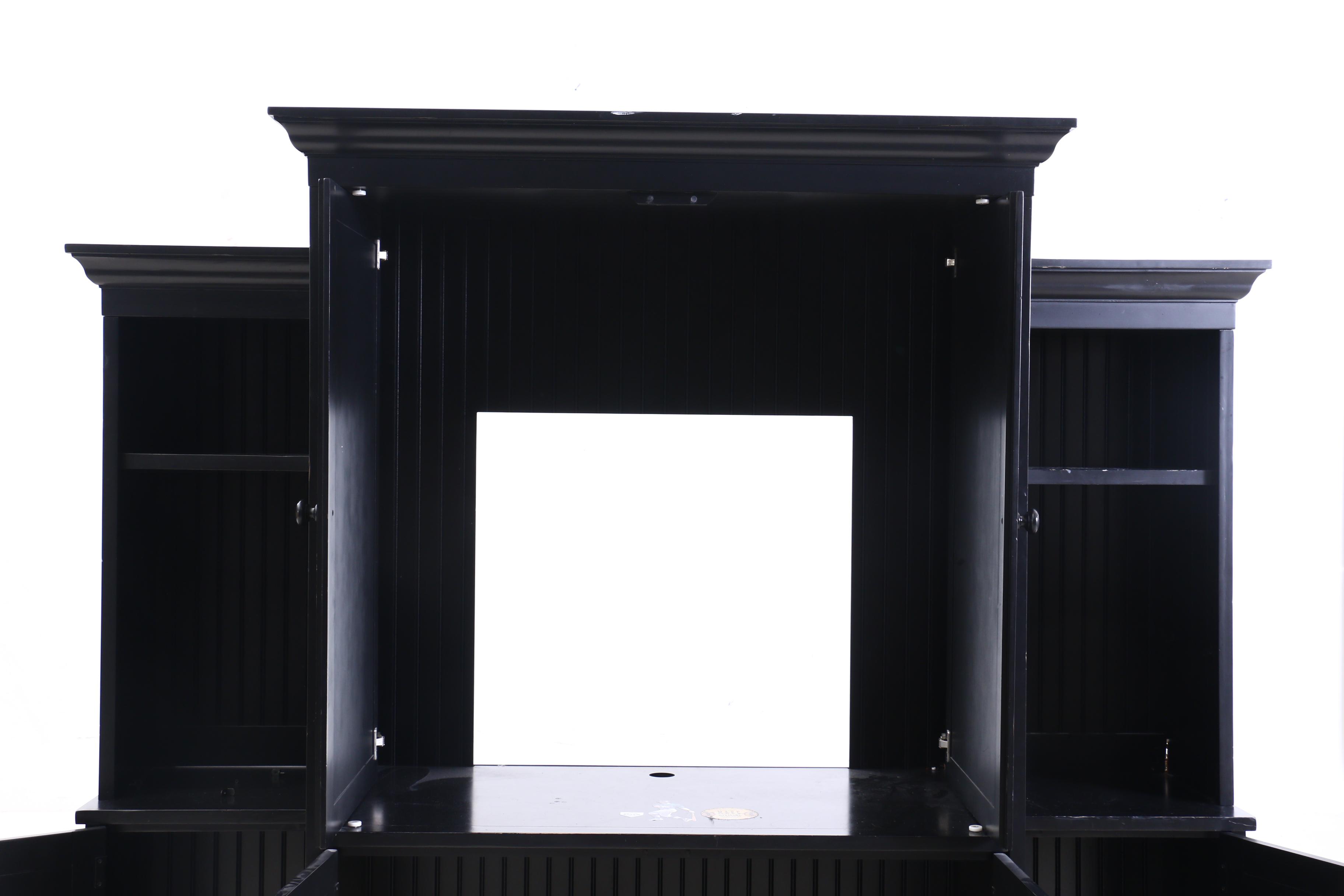 Pottery Barn Ebonized Finish Media Unit with Shelving, Contemporary