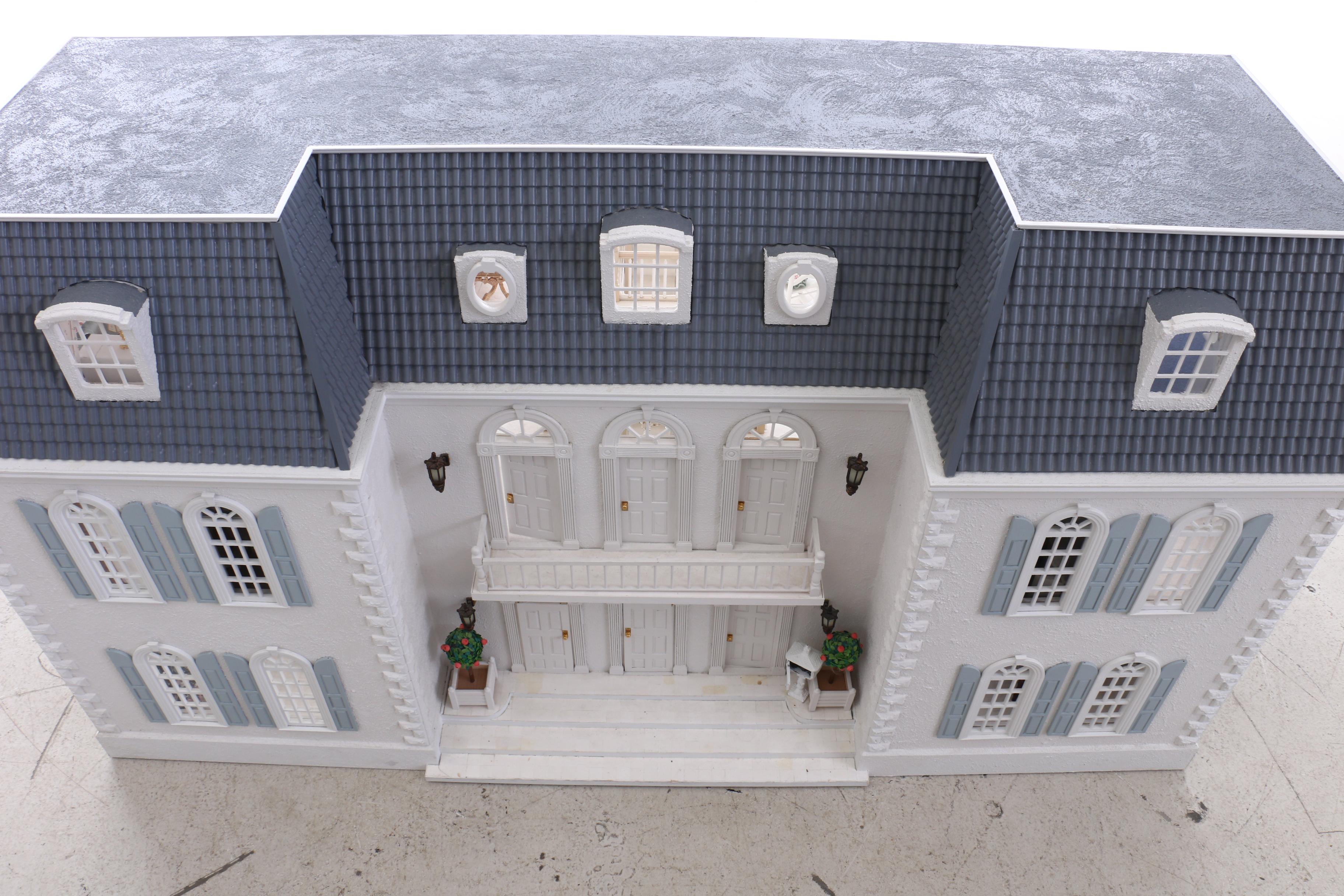 French Mansard Artisan Crafted Doll House with Electricity and Furniture
