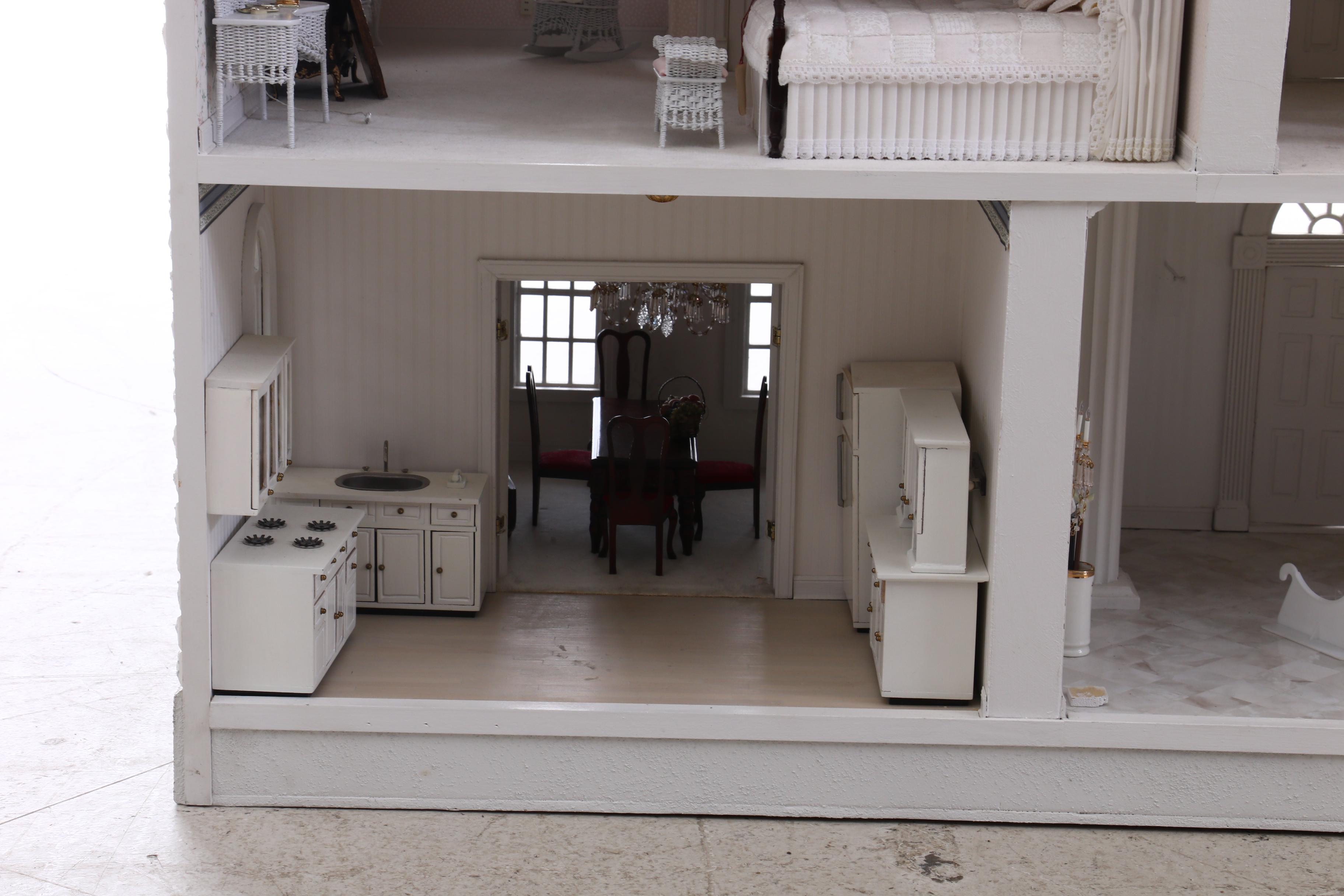 French Mansard Artisan Crafted Doll House with Electricity and Furniture