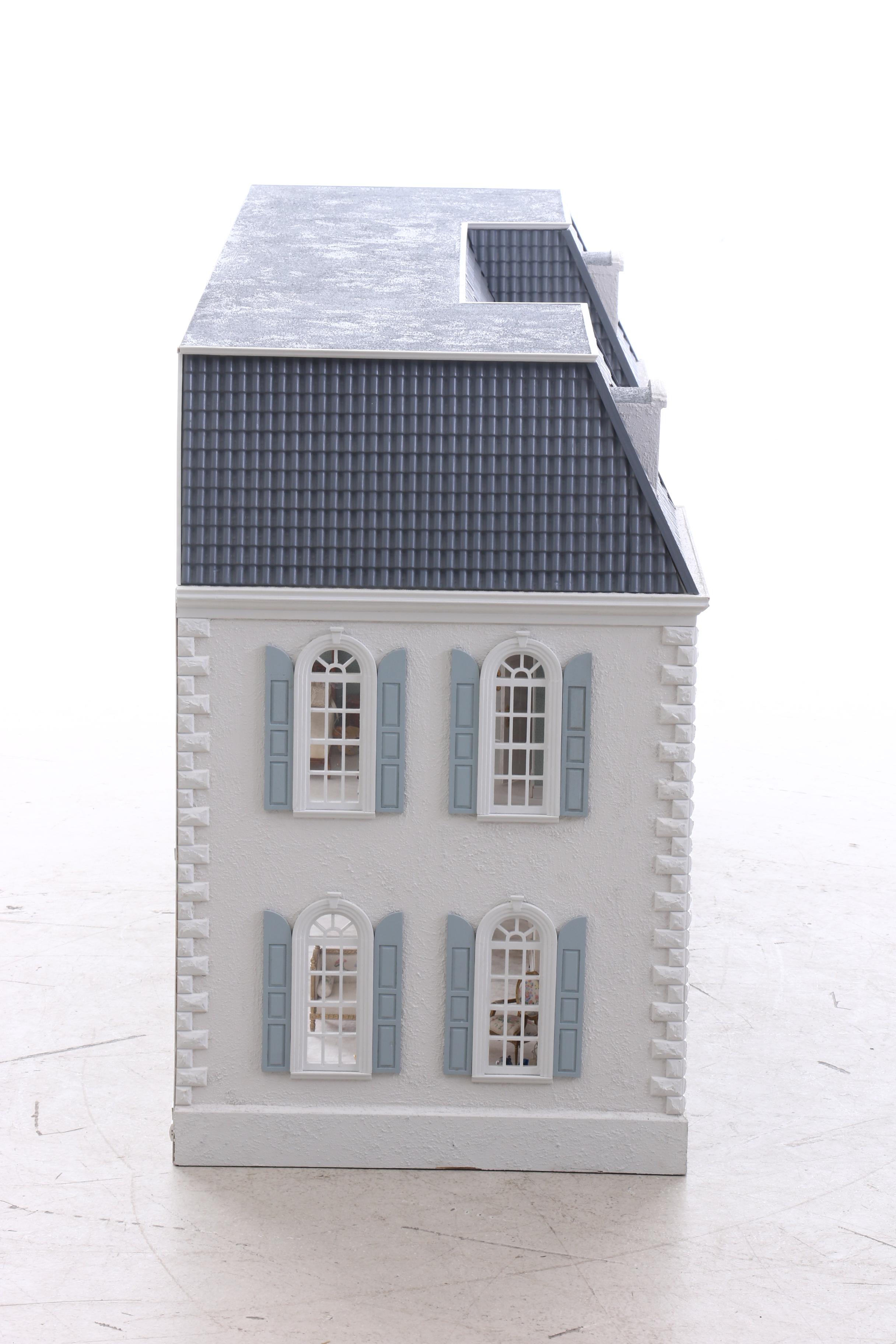 French Mansard Artisan Crafted Doll House with Electricity and Furniture