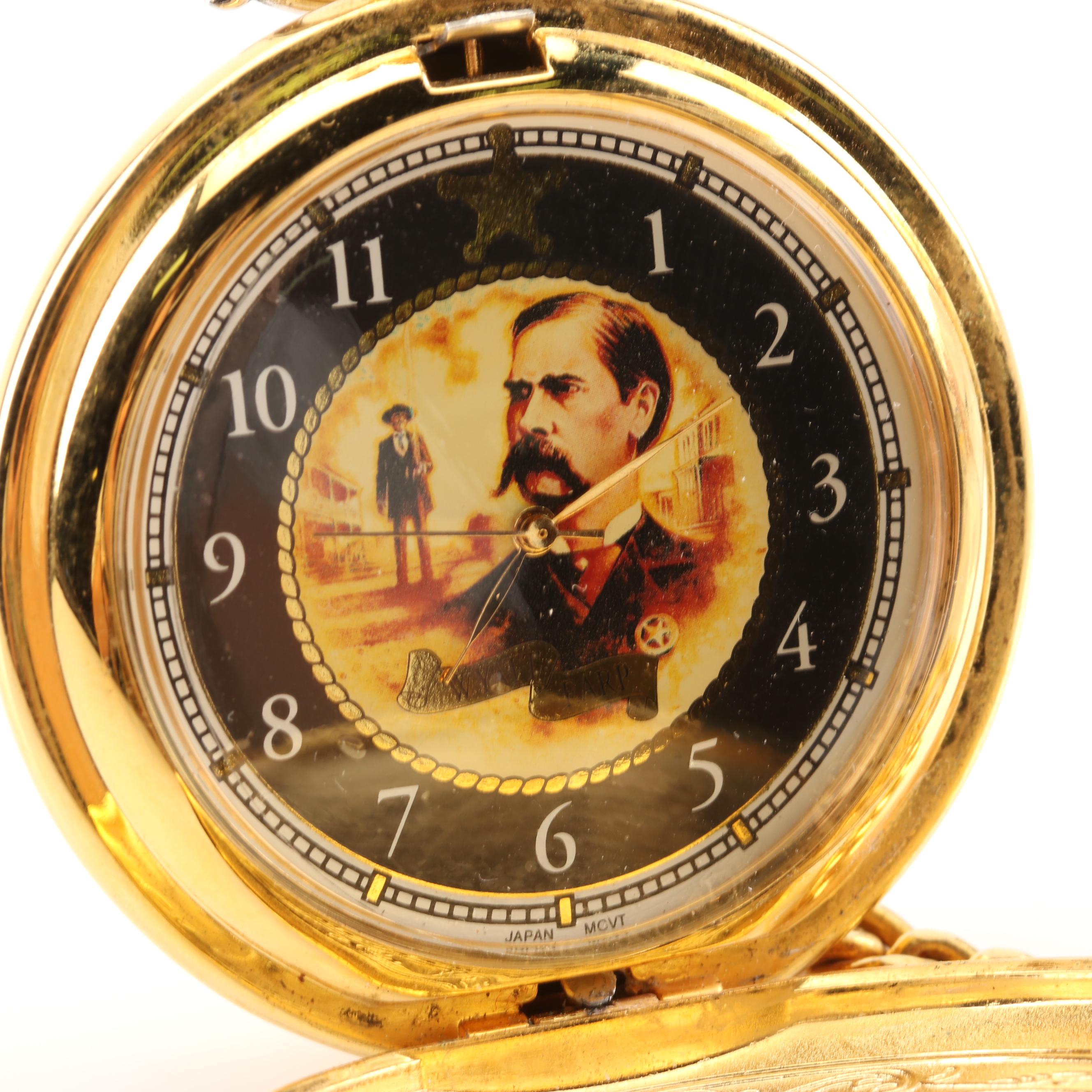 Franklin Mint Collection Wyatt Earp Pocket Watch and Fob Chain