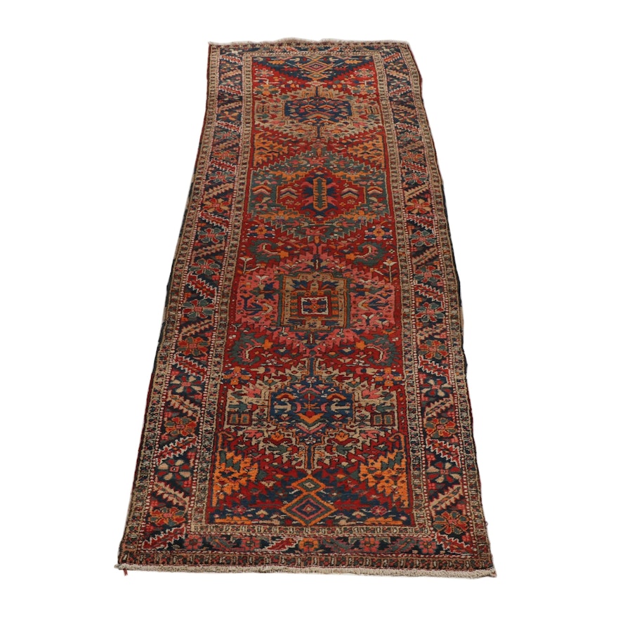 Hand-Knotted Persian Heriz Wool Carpet Runner