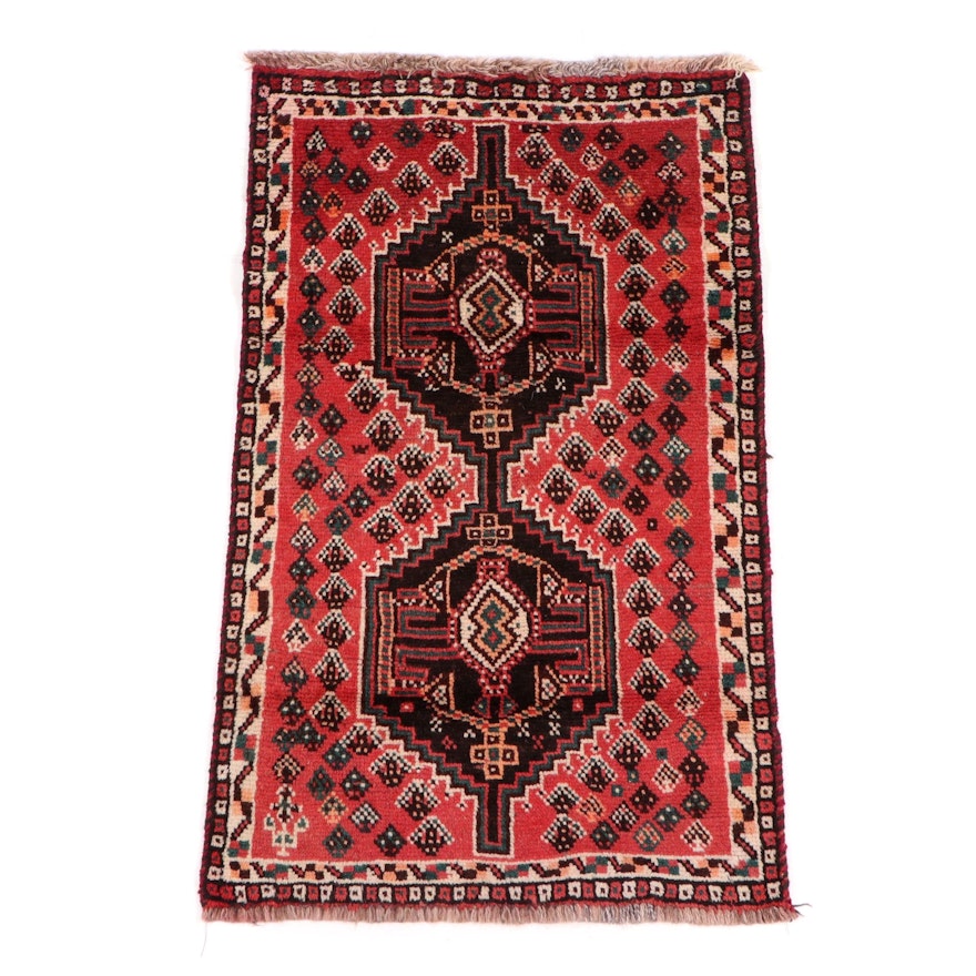 Hand-Knotted Persian Shiraz Wool Rug