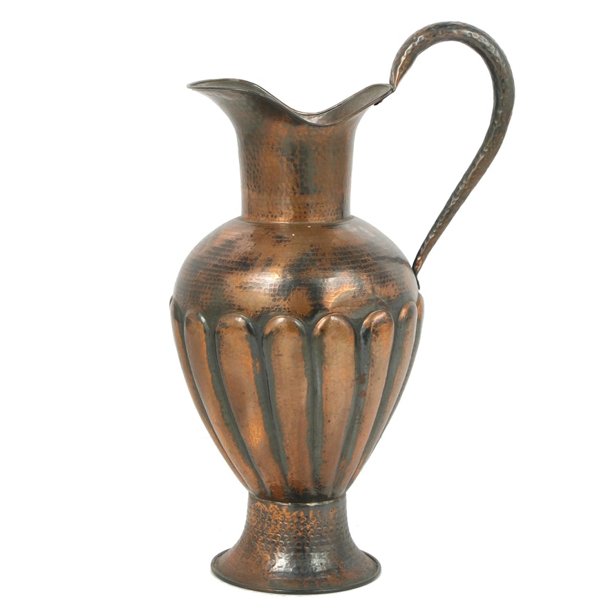 Copper Toned Pitcher Style Metal Vase